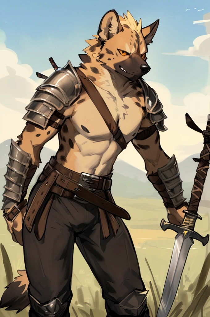 Solo Sexy anthro scalie dragon male mercenary medieval solider, slim endomorph muscular handsone model male apperance, sword scars, worn out rusty skimpy armament, low on hips heavy leather belt, old very worn out skimpy dirty linen material jockstrap, old yellow dirty worn out stains on white jockstrap, erection of dick under jockstrap, cum cumshoot drops from tip of jocstrap, studded skimpy armlets breastplate armor, skimpy breastplate, leather bondages, fingerless leather gloves, smelly unwashed husk, dirty body look, desert battlefield, standing in sexy fighting position, close view of full character