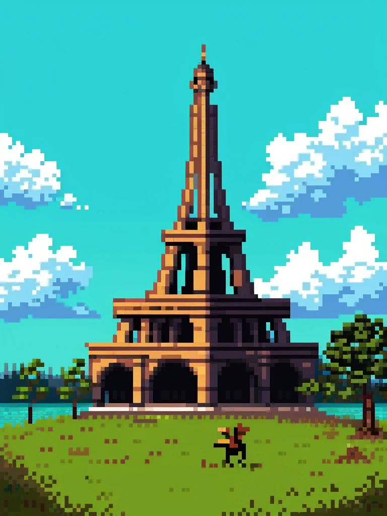 pixel art:1.5, Eiffel Tower, paris, intricate, high quality masterpiece