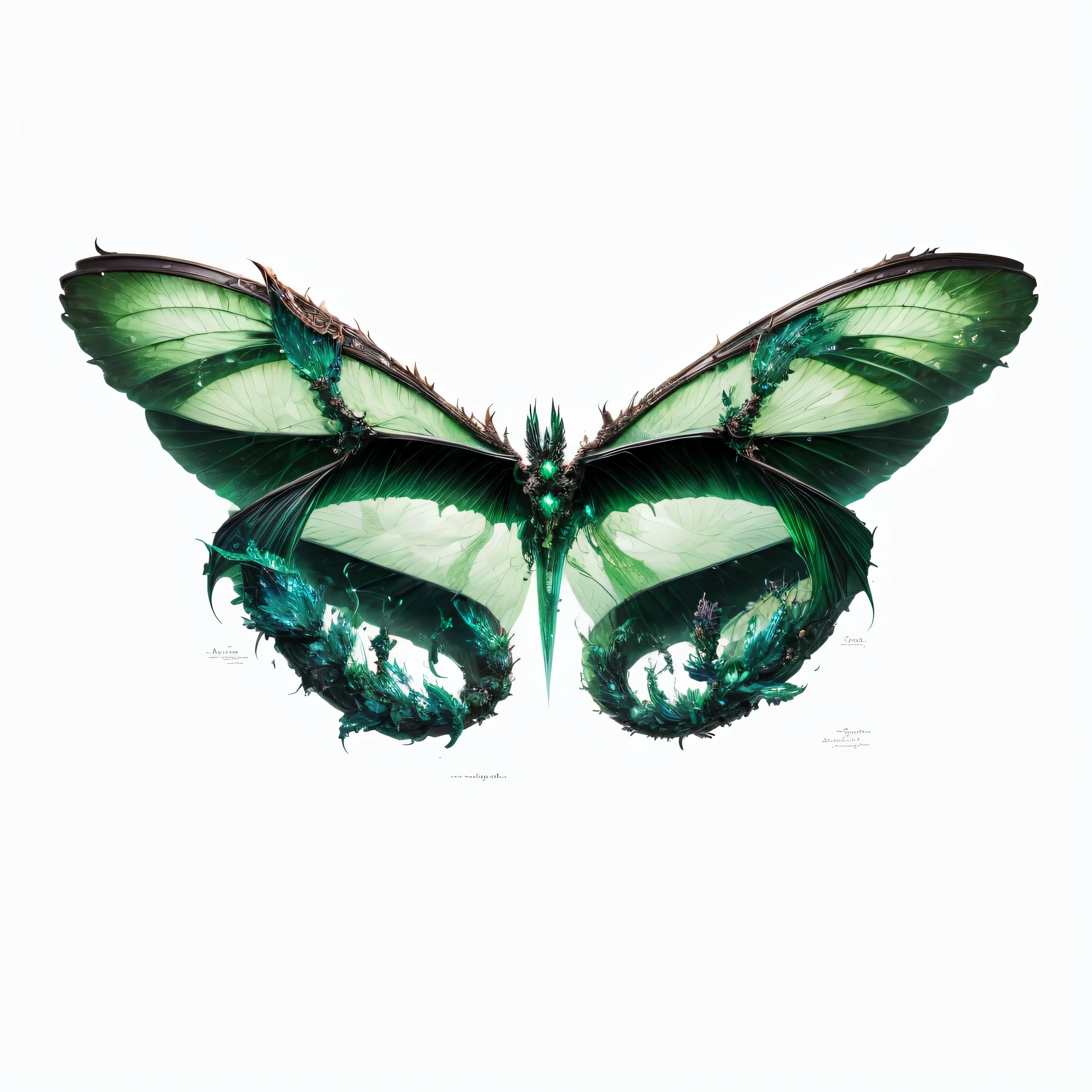 black dragon element，Dragon Wings，Succubus，dark green wings，