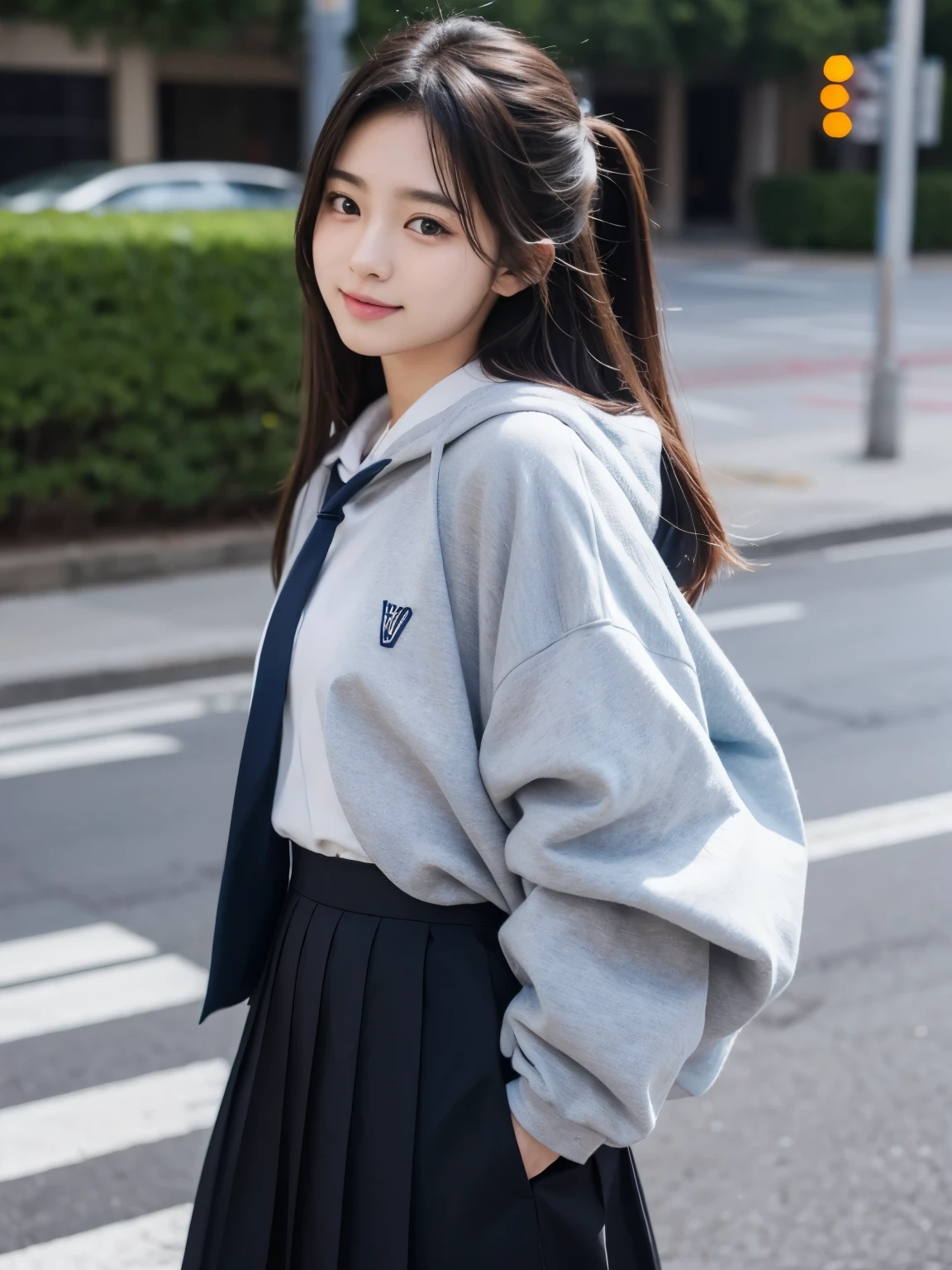 Japanese high school student Random posture Random clothing Center parting High resolution 1080p