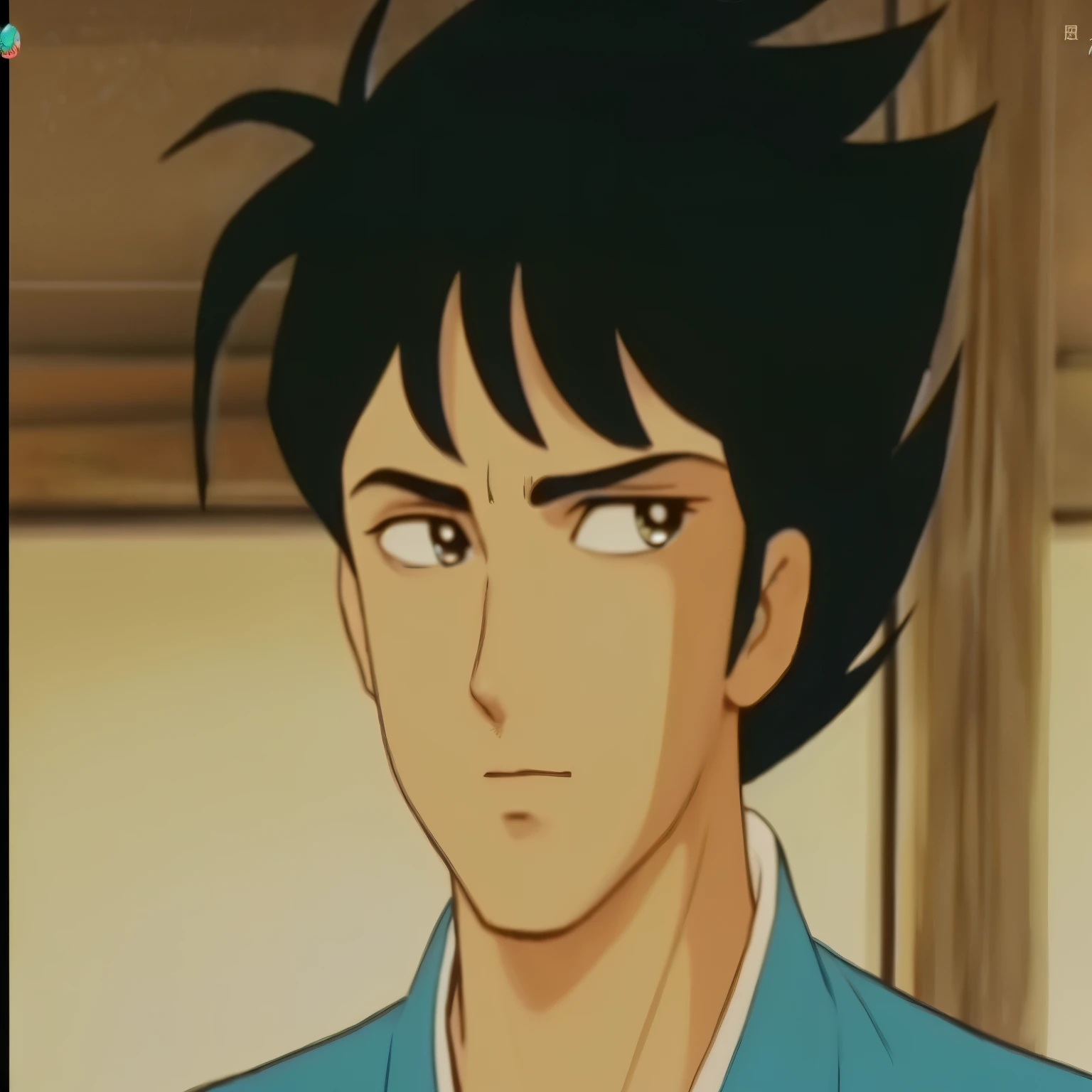 a close up of a person with a blue kimono miura kentaro style digital art japanesse handsome men generate