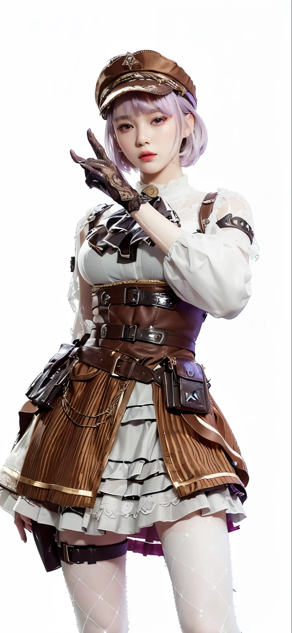 best quality,masterpiece,Very detailed,high resolution,4k,ultra high resolution,Detailed shading,ultra actual,actual,dramatic lighting,1 girl,alone,Detailed face,actual eyes,actual skin,white dress,purple hair,dynamic poses, White lace dress