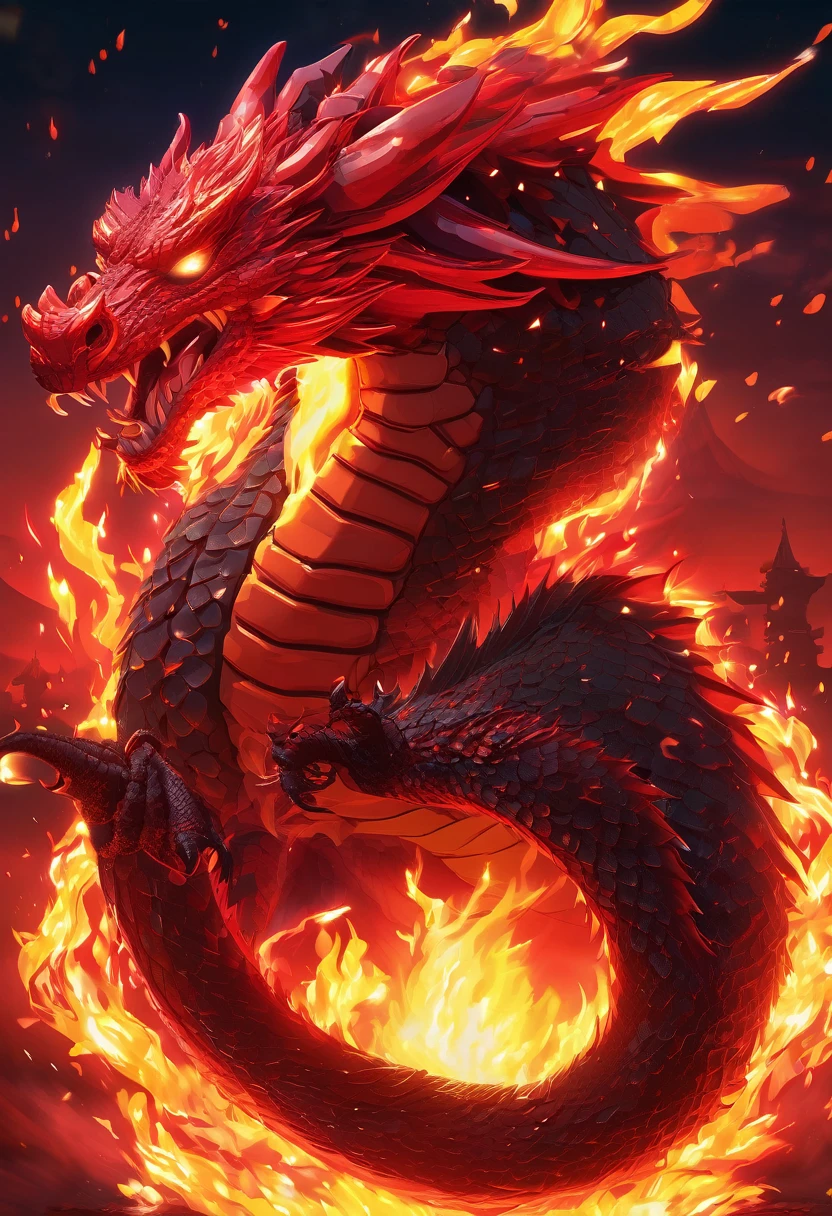 (best quality,4k,highres,masterpiece:1.2),ultra-detailed,realistic,dragon,breathing fire,pixel art,blocky style,video game title,flames,fiery-red,emerging from the darkness,glowing,sharp outlines,retrowave vibes,creepy atmosphere,night sky,shadows dancing,mythical creature,scaly skin,glowing eyes,dangerous presence,majestic pose,intense heat,sparks flying,immersive experience,classic arcade game style,retro feel,adventure awaits,engulfed in flames,adrenaline rush,game over screen,epic battle,unleashing its power,dynamic movement,fiery destruction