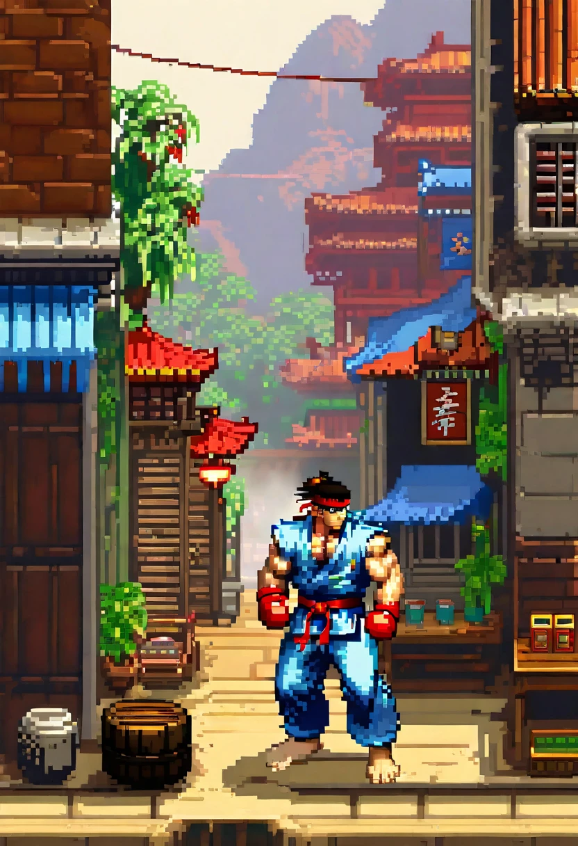 Street Fighter peleas igual que el juego:1.5,pixel art:1.5, obra maestra intrincada y de alta calidad