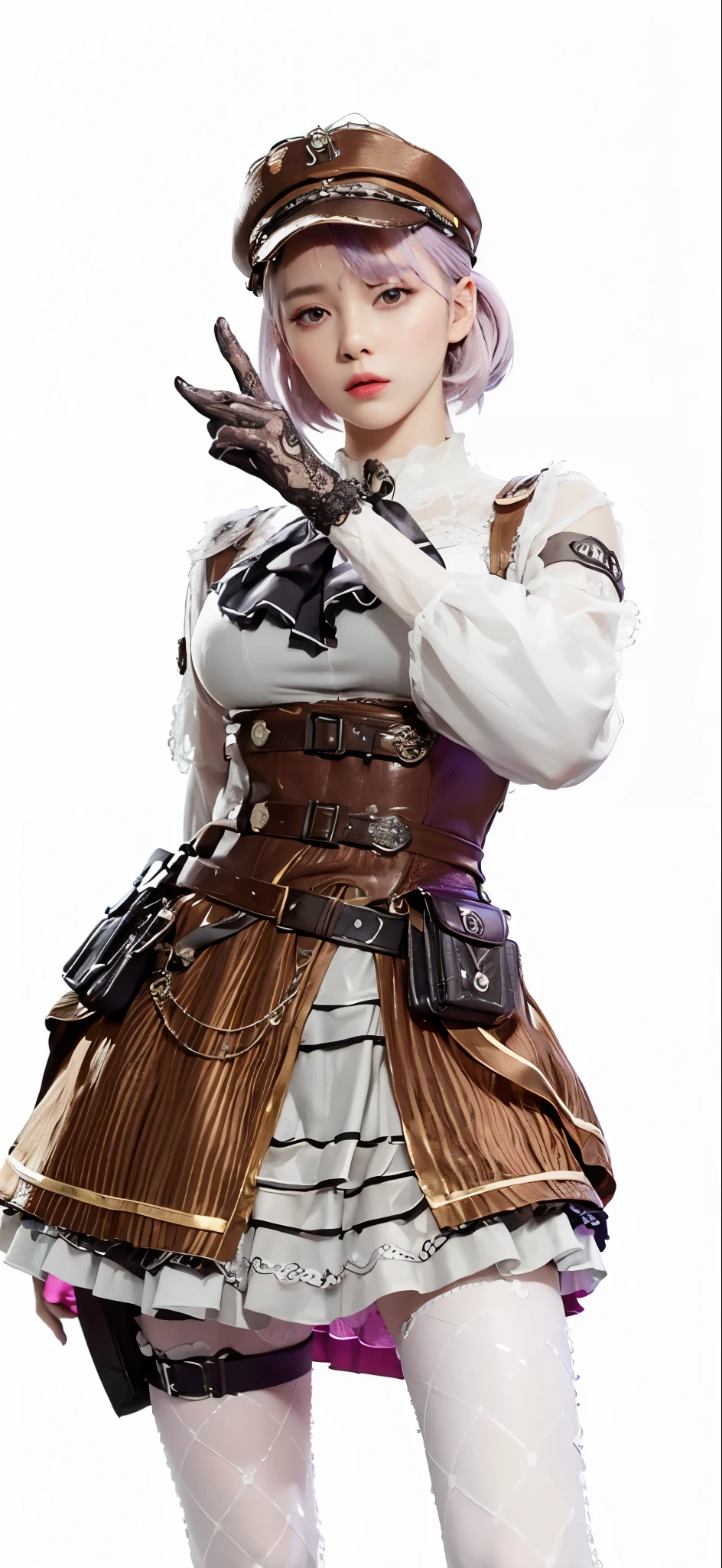 best quality,masterpiece,Very detailed,high resolution,4k,ultra high resolution,Detailed shading,ultra actual,actual,dramatic lighting,1 girl,alone,Detailed face,actual eyes,actual skin,white dress,purple hair,dynamic poses, White lace dress