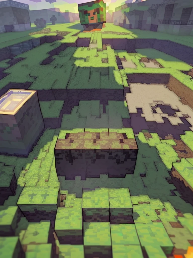 pixel art: 1.5, ((Minecraft landscape: 1.5)), ((Imaginative scene)),((perfect, meticulously detailed.:1.3)), ((full shot: 1.4)), ((Best quality)), ((Masterpiece)), 3D, (Hyper Detailed HD: 1.3), ((epic scenery: 1.3)), ((Front Camera)),( (Sunset Movie Lighting: 1.2)).8k.