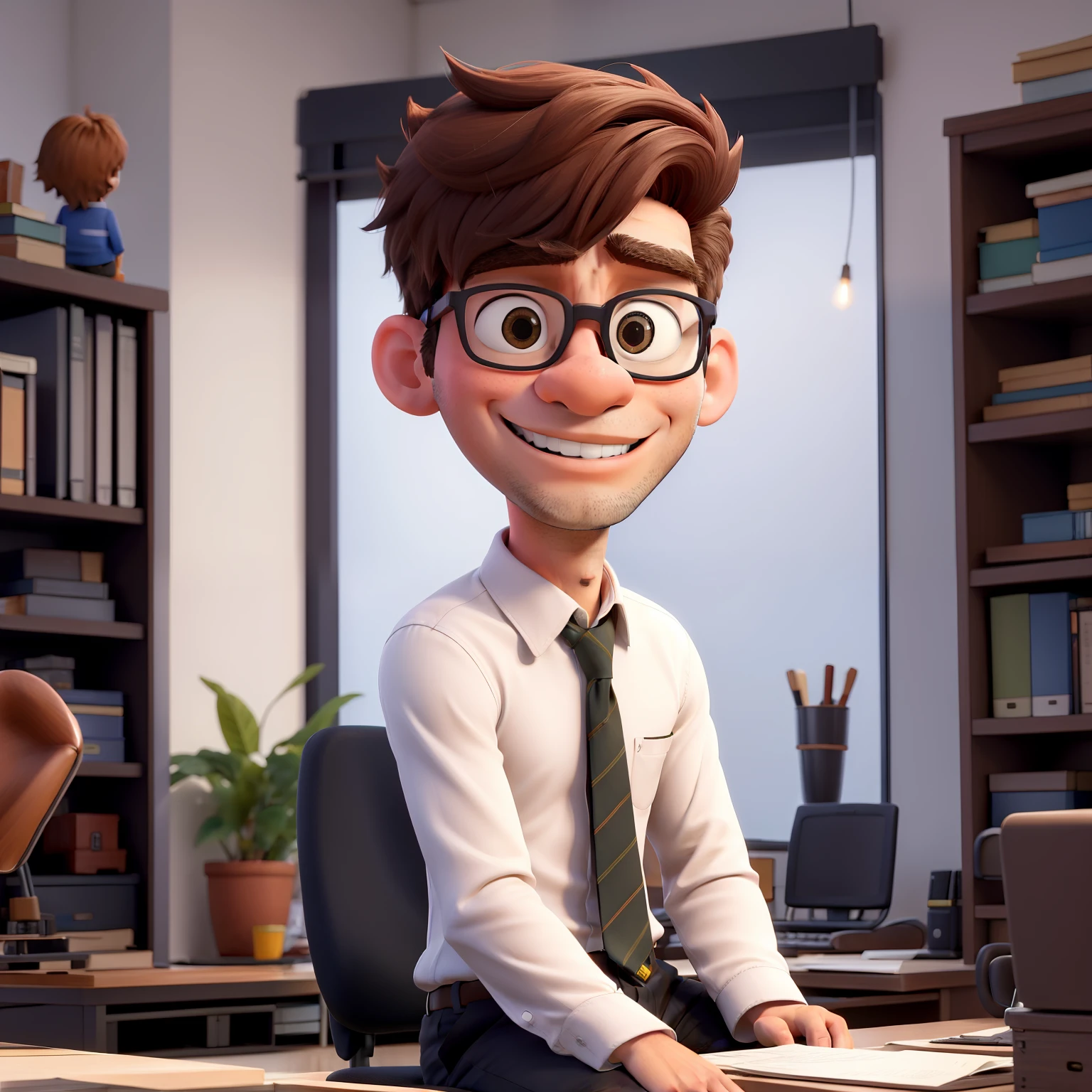 Um homem de meia idade,cabelo castanho,Individual,sitting in the office