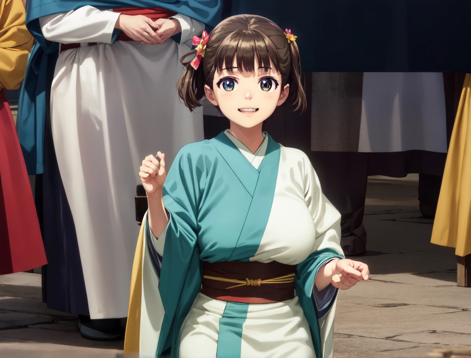 Are thin、Only one girl is in the picture、smile、big breasts、kimono