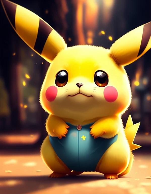 Cute Pikachu, digital art, trend art station  