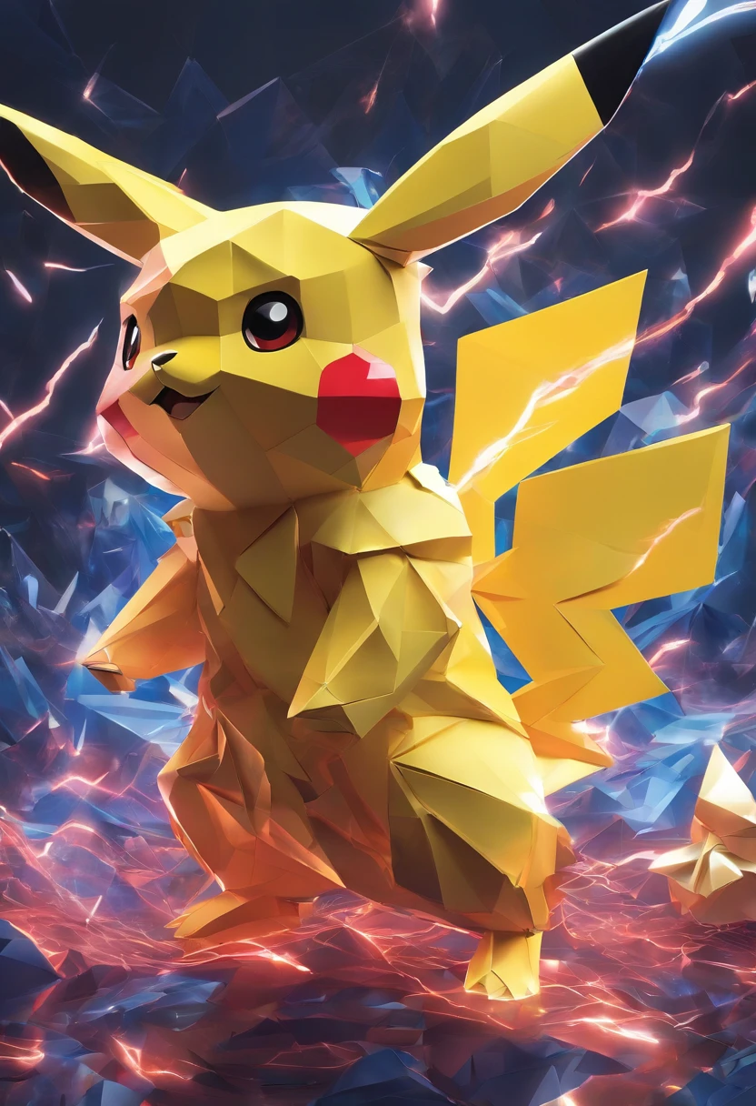 Pikachu shines like ether、I&#39;m the only one who dances。The lightning-shaped tail has a complicated pattern.、Exudes an otherworldly beauty。Each stroke captures the magical essence of the scene.。Vibrant colors and exquisite detailaking this image a truly mesmerizing work of art.。High resolution、high detail、surreal style、octane render、Unreal Engine 5 style、3D model、8 k、HDR