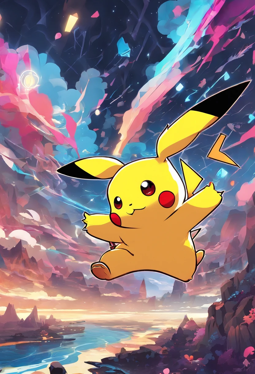 Pikachu is the embodiment of shining lightning.、He&#39;s the only one dancing in front of the candy store.。The lightning-shaped tail expresses the complex refraction of light.、Exudes an otherworldly beauty。Vibrant colors and exquisite detailaking this image a truly mesmerizing work of art.。Nostalgic style and bright colors、High resolution、high detail、surreal style、octane render、Unreal Engine 5 style、3D model、8 k、HDR