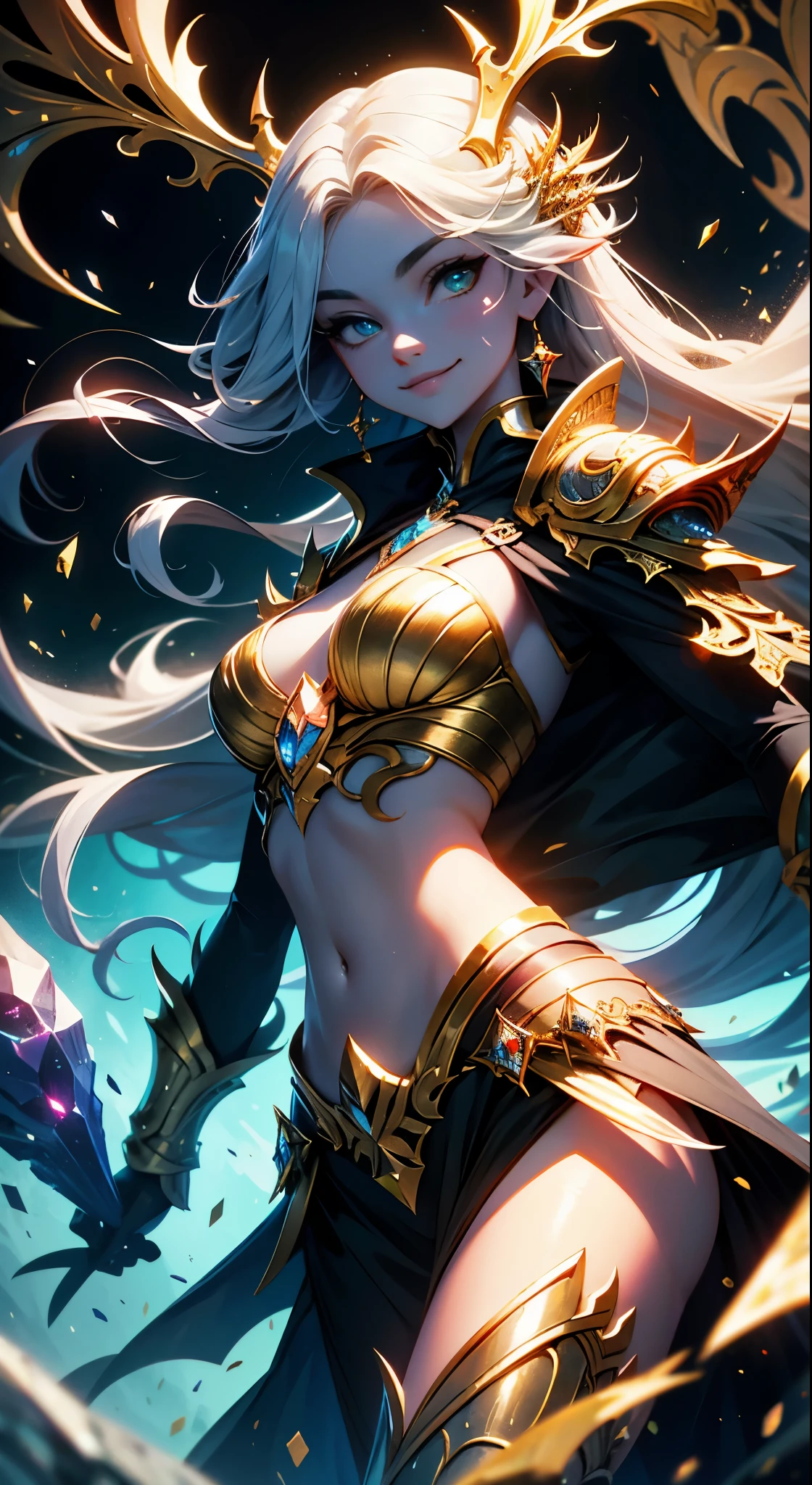 pop art、a  girl、the universe、vulcano、Aurora、Top  Quality、巨作、Seductive Smiling, detailed fantasy art, Stunning character art, Fanart Meilleure ArtStation, epic exquisite character art