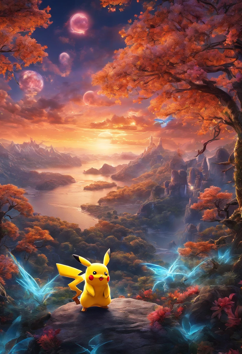 Pikachu is the embodiment of shining lightning.、He&#39;s the only one dancing in front of the candy store.。The lightning-shaped tail expresses the complex refraction of light.、Exudes an otherworldly beauty。Vibrant colors and exquisite detailaking this image a truly mesmerizing work of art.。Nostalgic style and bright colors、High resolution、high detail、surreal style、octane render、Unreal Engine 5 style、3D model、8 k、HDR