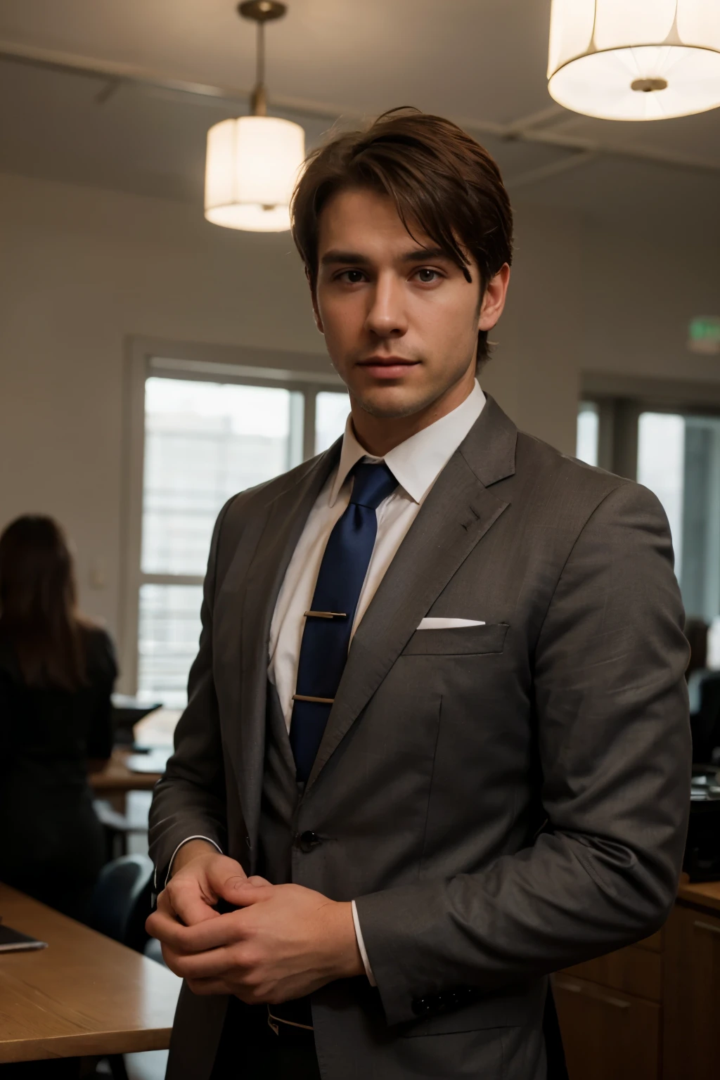 a handsome realistic man in a business suit diffused lighting