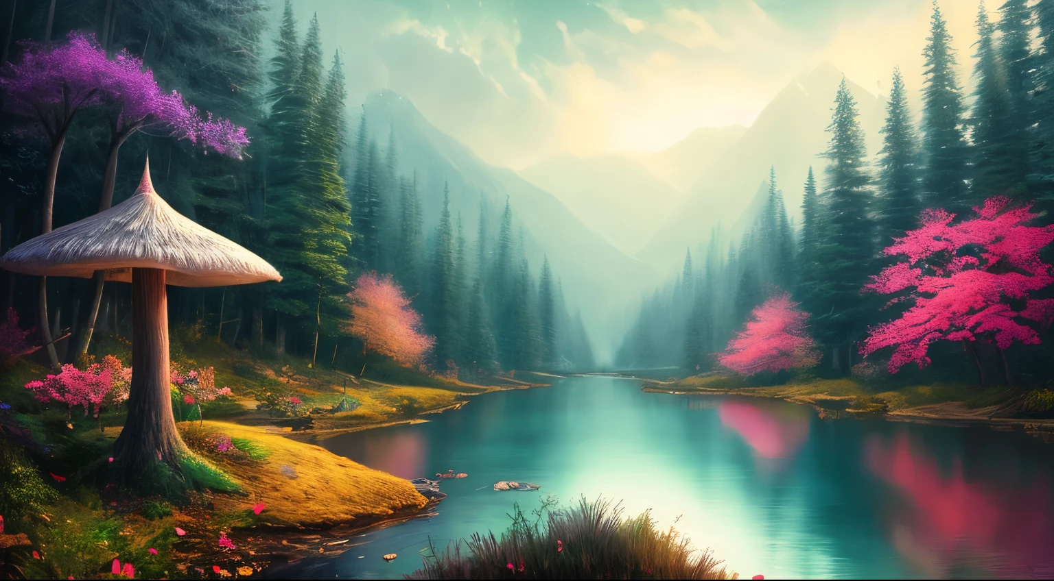 masterpiece, 最high quality, high quality,very detailed CG unity 8k wallpaper, Enchanting and dreamy scenes in a fantastic forest, towering tree々and, glowing mushroom, and the hidden fairy glen, Create a mysterious and enchanting feeling, art station, digital illustration, Complex, trend, pastel colour, oil, award winning photography, Bokeh, Depth of the bounds written, HDR, bloom, chromatic aberration ,realistic,very detailed, trend on art station, trend on CGsociety, Complex, high detail, dramatic, mid-journey art