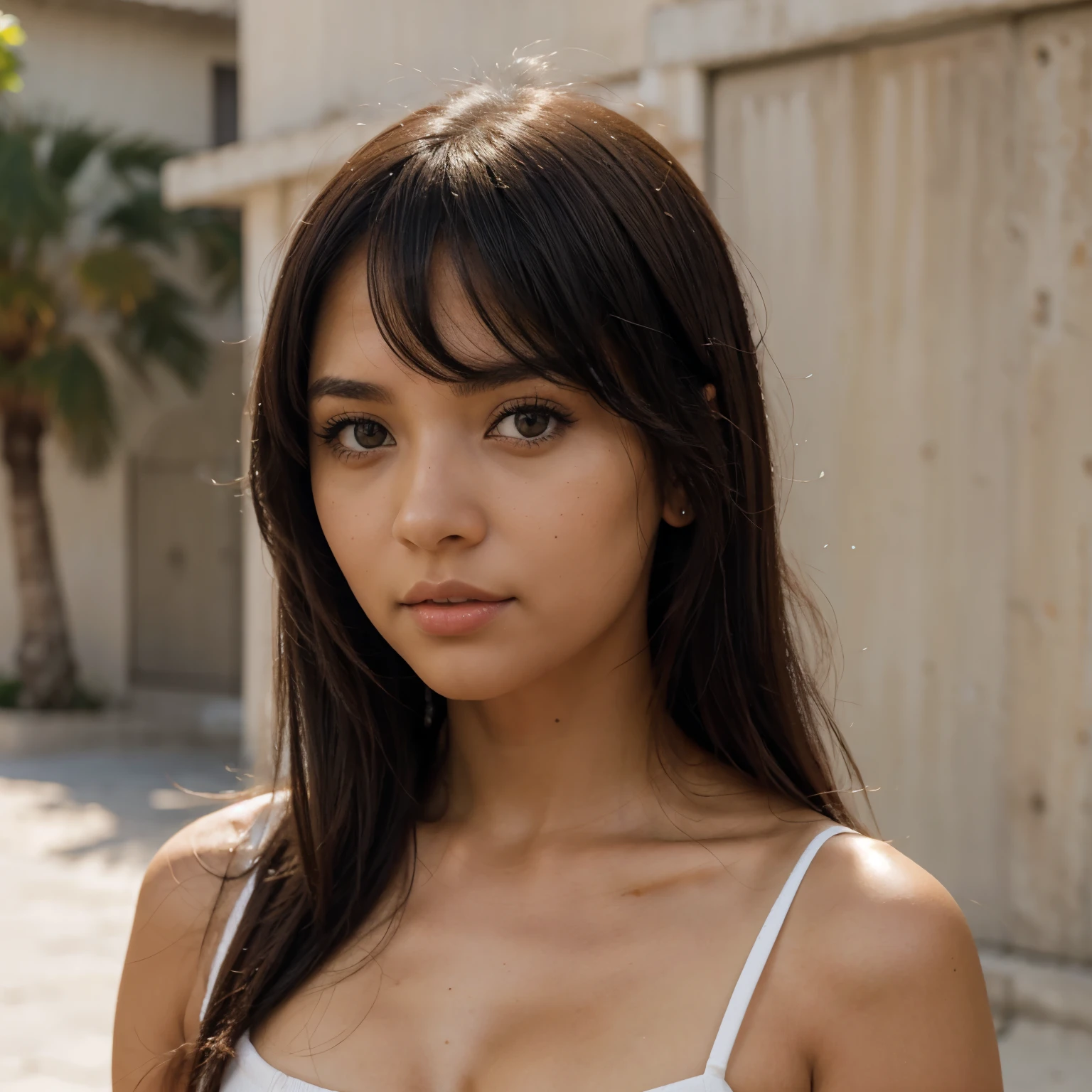 Blonde Asian girl, con piel bonita y labios pomposos