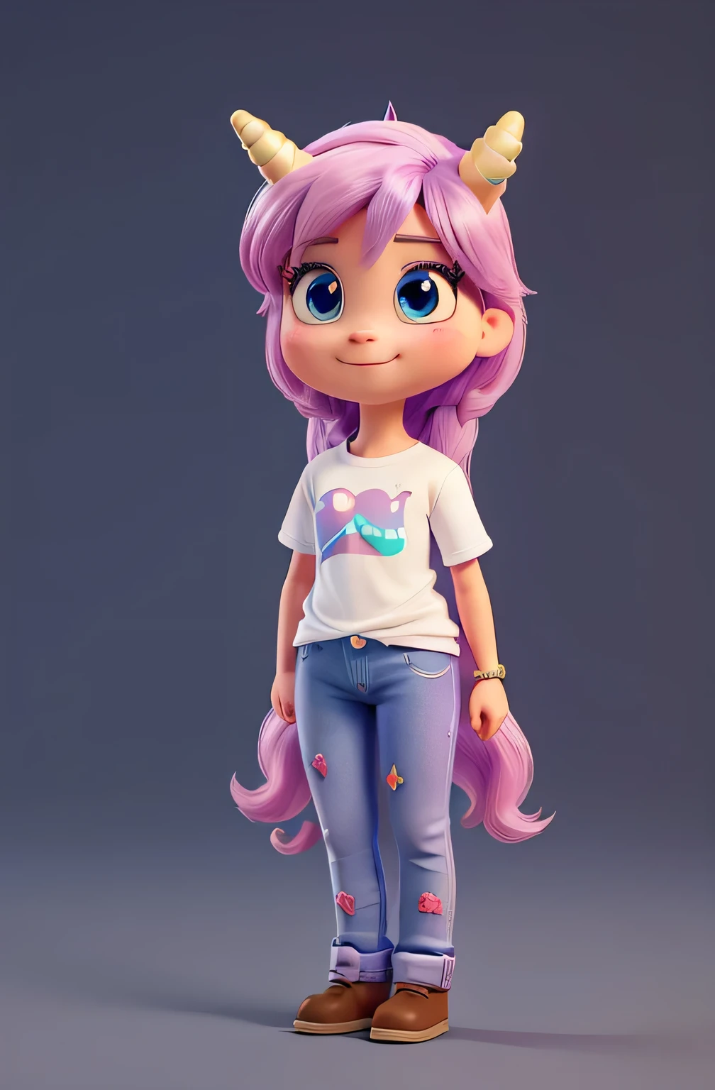 cartoon unicorn, (((wearing jeans and t-shirt))) unicorn, white unicorn, unicorn from the tusk movie, blue unicorn, a unicorn, 3 d cavalo pet shop, unicorns, unicorn horn, bonitinho digital art, bonitinho 3 d render, bonitinho cartoon character, Chibi, bonitinho character, personagem toonix, anthropomorphic mare, my little Pony, bonitinho (((movimento)))