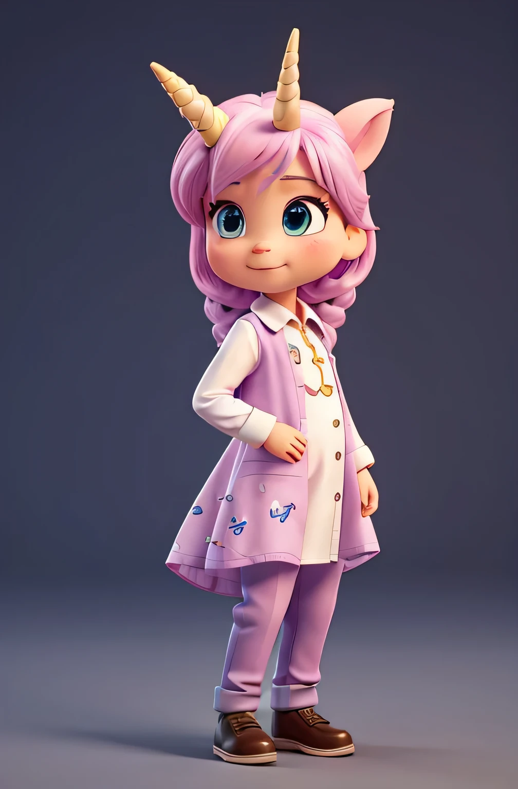 cartoon unicorn, (((dress shirt and pants))) unicorn, white unicorn, unicorn from the tusk movie, blue unicorn, a unicorn, 3 d cavalo pet shop, unicorns, unicorn horn, bonitinho digital art, bonitinho 3 d render, bonitinho cartoon character, Chibi, bonitinho character, personagem toonix, anthropomorphic mare, my little Pony, bonitinho (((movimento)))