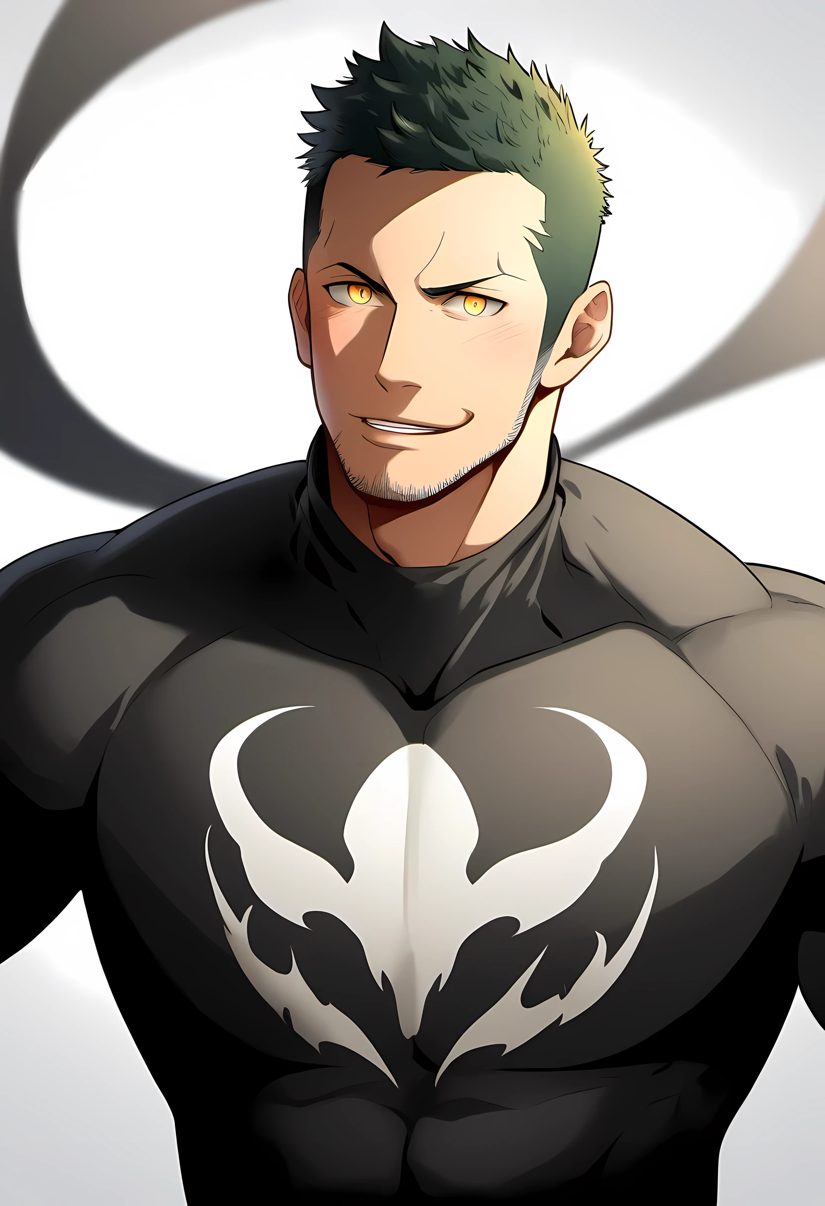 Huge muscles,Devilish wings,Devilish horns,Clear liquid dripping from penis,black costume,Huge erect penis,Ready your weapon,Wearing an evil aura