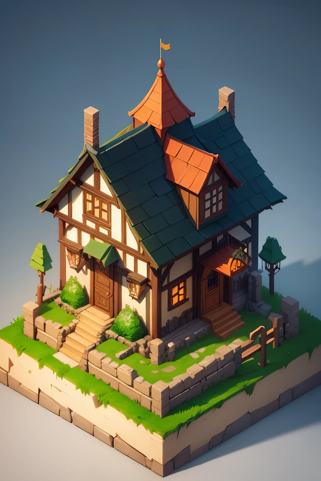 isometric house medieval fantasy game asset