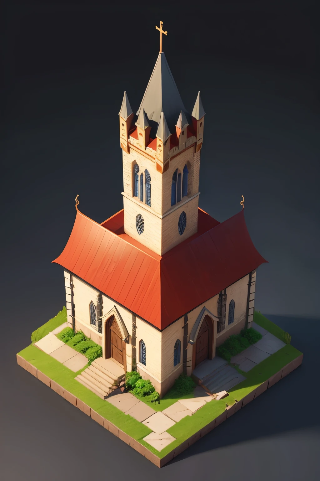 Isometric church medieval fantasy game asset