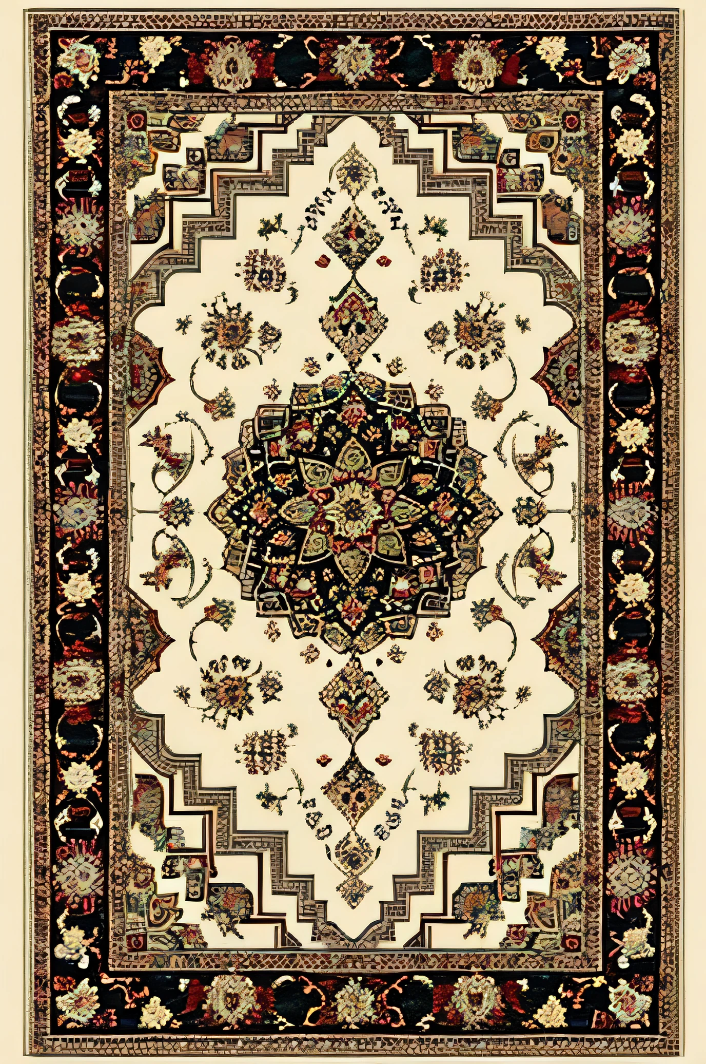 persian rug pattern　Medallion　clear