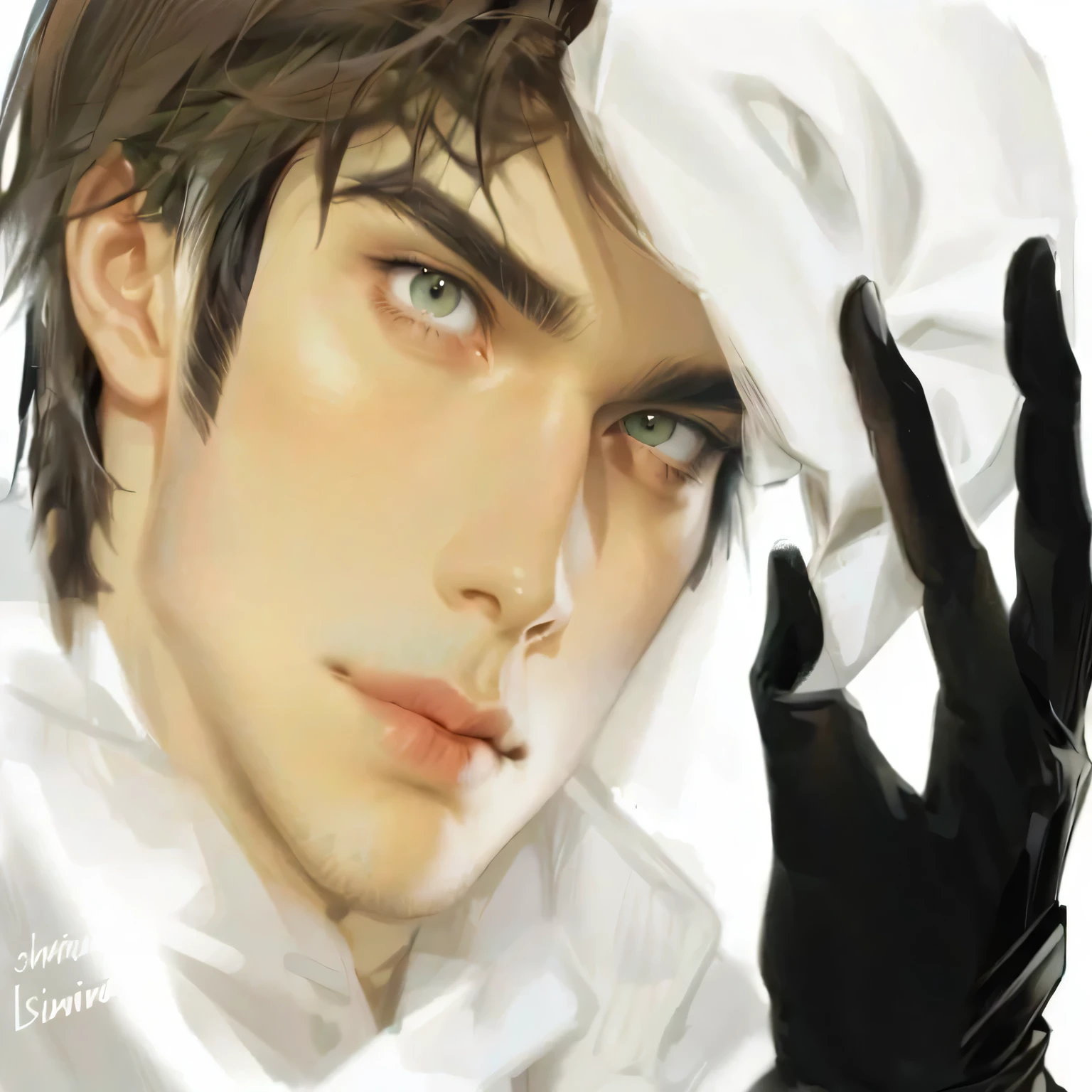 extend of a hand glove, spandex, shining