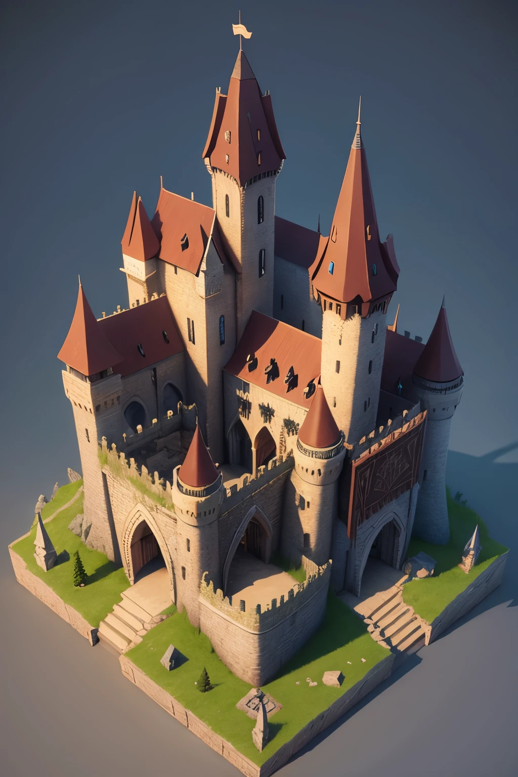 evil castle isometric medieval fantasy game asset