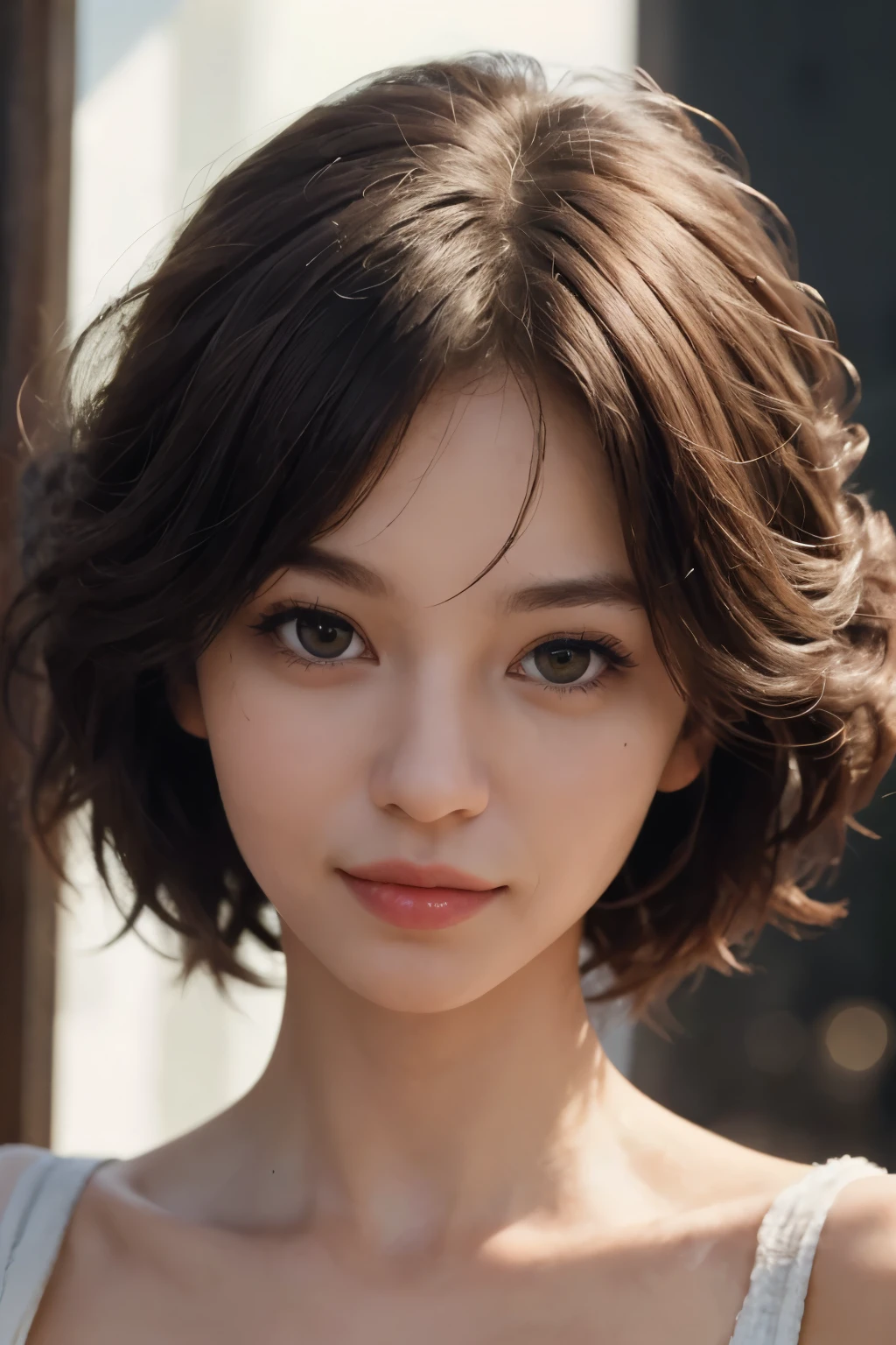 Masterpiece, high quality, super realistic, 1 girl, wear piyama smile at the camera