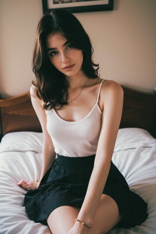 ((highest quality)), ((masterpiece)), (be familiar with), perfect face、attractive high school girl，Be a high school student，-17ear a see-through bikini】，perfect body，leak，extreme details，Delicate and beautiful facial texture，meticulous eyes，white skin，ultimate form，reality的なスタイル，reality，Elegant princess cut，Front and rear，posture，lying on the sofa，Bend your knees 90 degrees and spread your legs，appear，white and soft