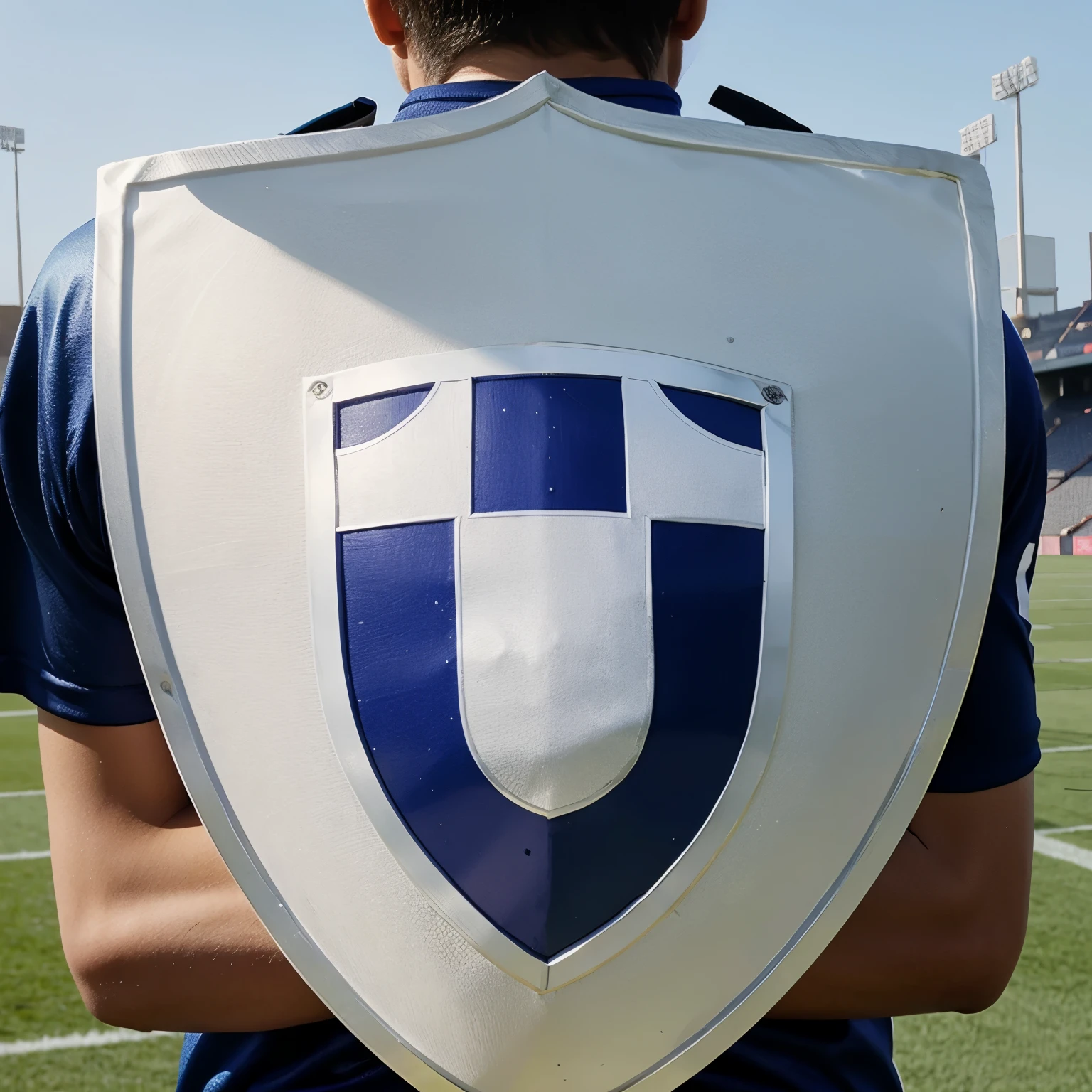 Make a picture of a football team shield in the shape of a t