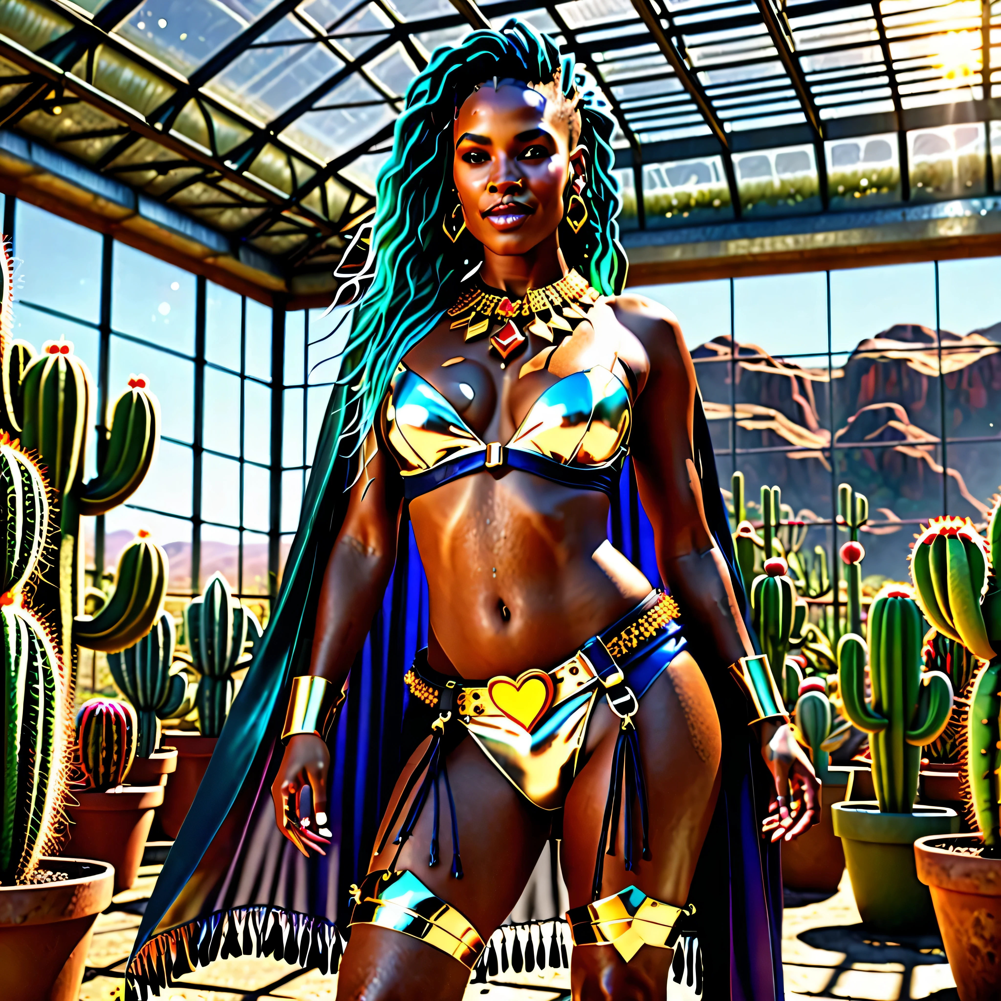 out the greenhouse, There are many potted cacti in the greenhouse. Cinematic ultra unrealengine5 masterpiece ultra_high-quality ultra_high-resolution CowGirl deep path equirectangular Gorgeous Diva epic brights eyes howling meticulously intricate ultra_high-details ultra_pro-photo-realistic ((athletic Diva Queen Native dreads african tanmed skin obvious agate perfect divine ecstatic cheekbones effects reddened embarrassed ultra beautiful_Eyes (Bright Eyes, Bright Eyes) brown black Turquoise Sapphires Open Mouth Teeth Smile tongue wet_lazuli_droplet pilot Jacket Floating crux fringe Eccentric Cape Pearl Lys Levitating Shoulders-Off chemise blanches dentelles clavicules papillotes reveal breasts falling sideboob felt satin orange corsait yellow spinel thick leather skirt silk assortie amples nombril revealing heart belt❤ cadena❤ pubic scarlet pubis-hairy obvious indigo Size silver adorned padlock Gold thighs legs garters Gothic inox boots)) enhanced ultra_sharp-focus luminescence Moonlight tourmaline volumetric lightning contrast saturate optimal accurate extreme improved reflex UHD NVIDIA_RTX_RENDERING RAY_TRACING DLSS_3 EFFECTS_CINEMATIC XT3 HDR DSLR cgi vfx sfx 3dcg color-coded romm rgb pbr fxaa txaa ssao weird conjuration strange fleuraison summon baby Lotus Earth floraison hearth sundrop liquid lava drop of Lava fullbodye tattoo sex naked nsfw varied multi etc. --v6 --s1000 --c20 --q5 --chaos100