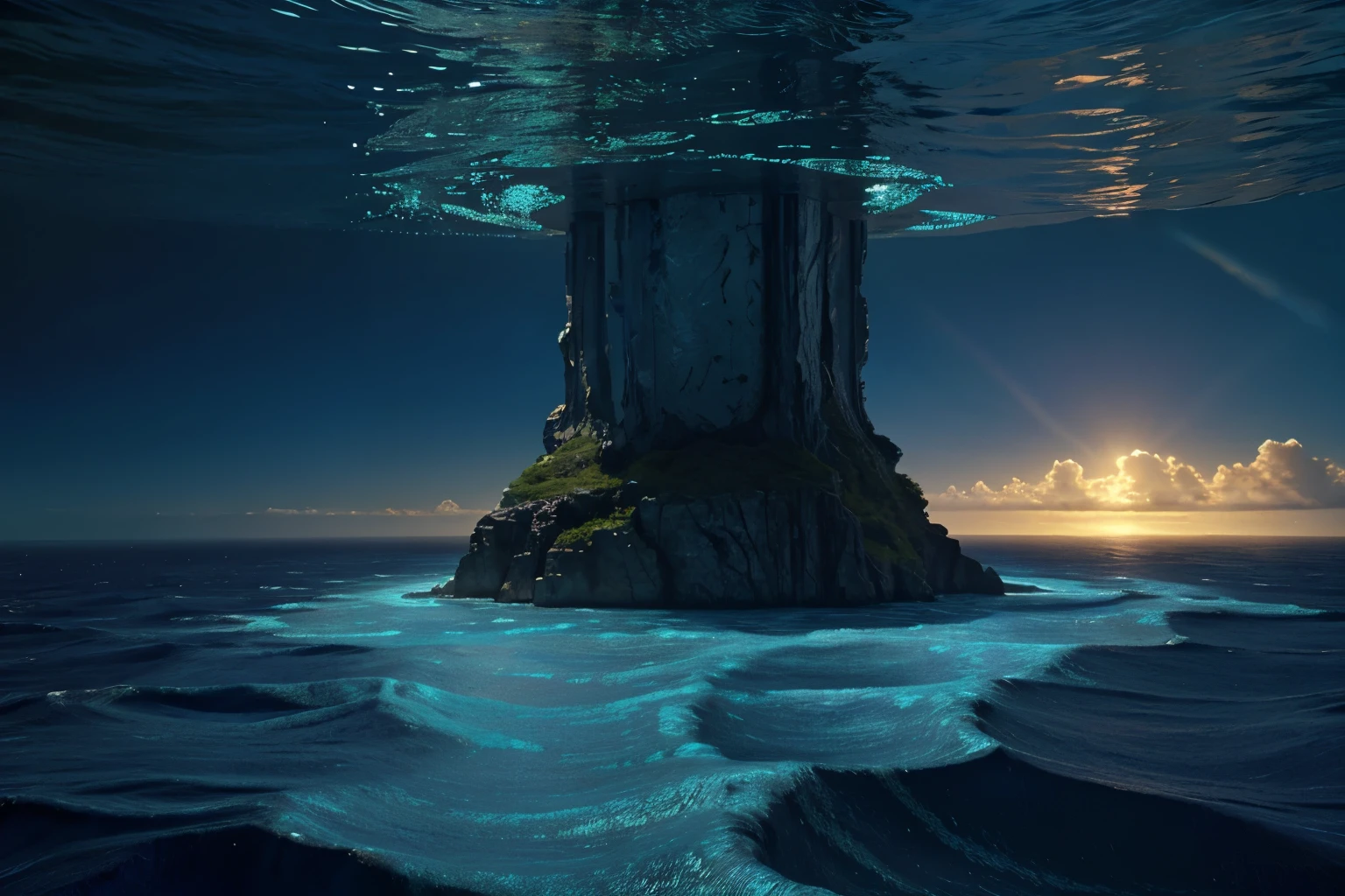 Oceanic Abyss: Deep ocean waters with their tranquil depths and mesmerizing marine life, offering a sense of awe and serenity.