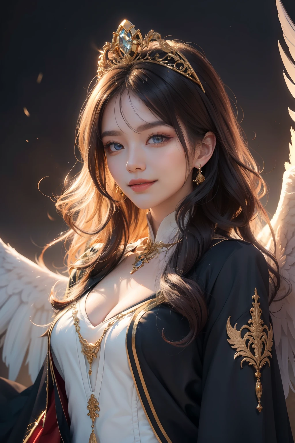 ((Need)), ((tmasterpiece)), (A detailed), Enchanting succubus, Ethereal beauty, Perched in clouds, (fantasy illustrations:1.3), Seductive gaze, captivating posture, delicate wings, otherworldly charm, Mysterious Sky, (Luis Royo:1.2), (Yoshitaka Amano:1.1), Moon Night, pastelcolor, (Detailed cloud view:1.3), (A high resolution:1.2)，Close-up shot，Close-up shot，Black eyes，Detailed beautiful eyes，angelicales，White wings
