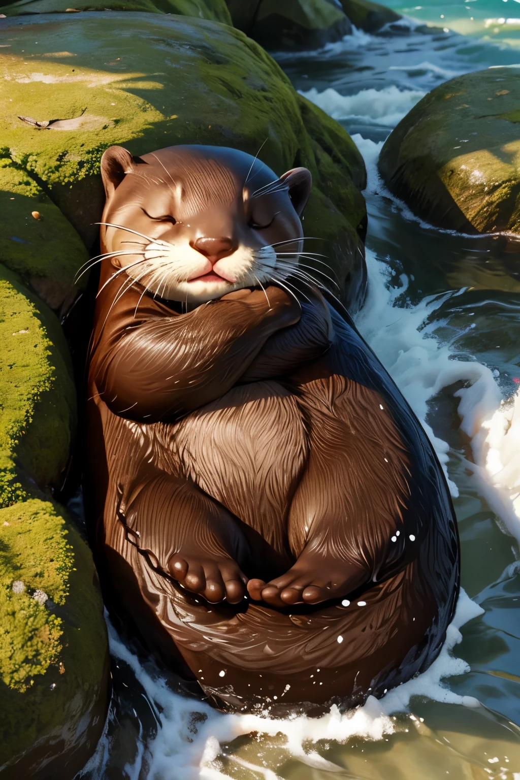 cute sleeping otter
