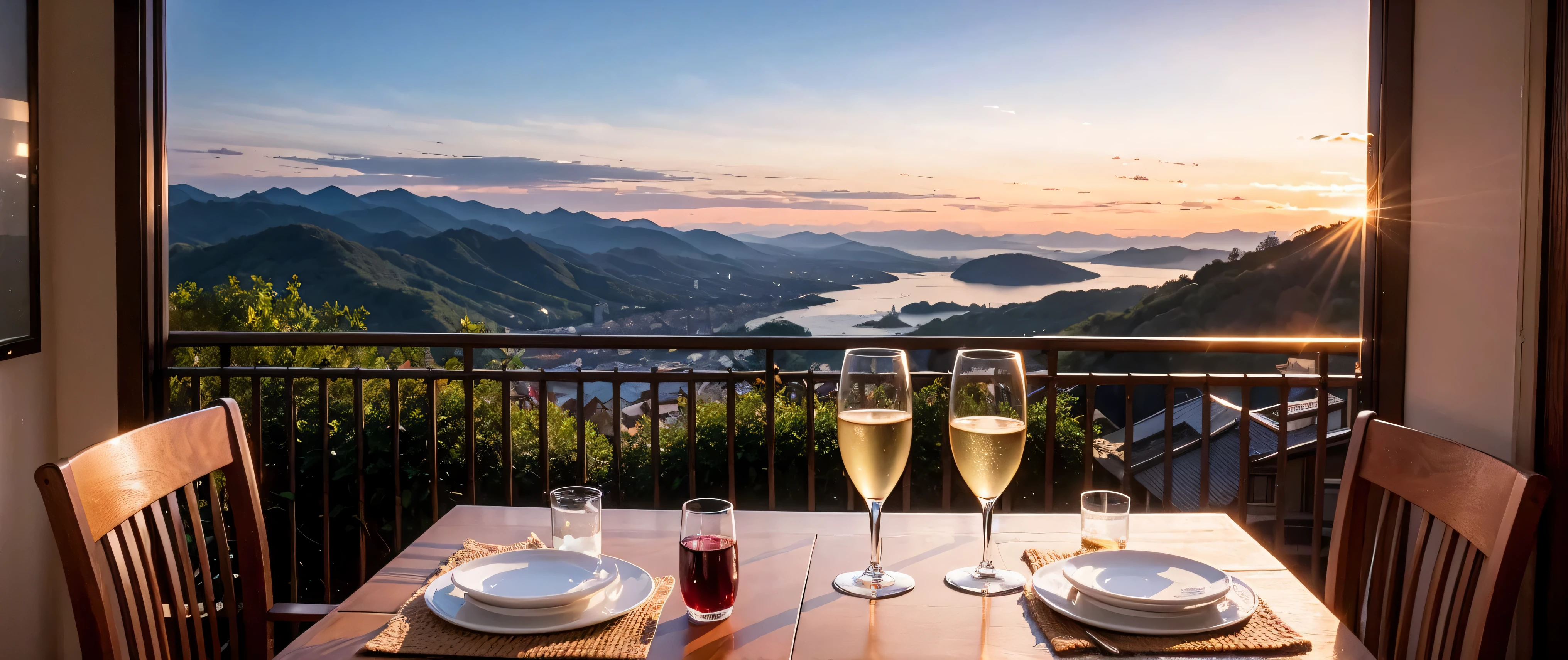 64k, Hmm, highest quality, masterpiece: 1.2), (realistic, photorealistic: 1.37), Spectacular view of the sunset sky and clouds、Amazing mountain views、3 slim beauties, (slim face),Happy、 the best smile、Fox face、Berry Short、(because I&#39;thin), (brown hair), (shortcut), long sleeve shirt、winter fashion、Colombian、Brazilian、Japanese、Dutch、German、Portuguese、Belgian、Italian、French,Champagne、sparkling wine、 (Squirting), (slim body), (brown hair), (shortcut), neat beauty、cheeks turn a little red, (44 years old), 38 years old, alone, A beautiful and detailed night view spreads out outside the window......, restaurant, wine glass is sitting, At night, in a prominent place (from the Upper body) nova frog style, actress, model, Upper body, White wine, slim, wine glass, Very beautiful night view, wine glass Put in the Middle, Happy smile, (smile: 1.15), 