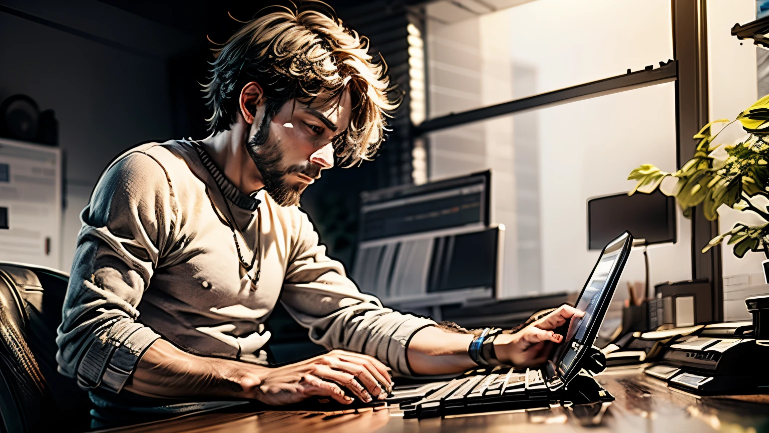 he programmer transforms their ideas into reality, typing away on their keyboard with determination. The screen shows a beautifully designed interface taking shape.