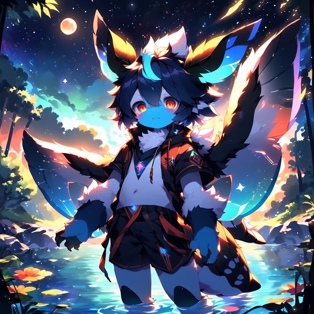 Black Fox, (White Body:1.3), (((masterpiece))), collar, (( Dragon Wings:1.45)), (headphones:1.4), short hair, black hair, blush, (headphones:1.55), ((Thigh High Socks, Femboy Clothing, Femboy Thigh Highs:1.2)), ((a blue eye left, a pink eyes right:1.55)), (((Femboy))), full body, ((womb tattoo, glowing tattoo:1.52)), ((guy look like women:1.52)), (fox tail:1.52), Full HD, 8K, ((sleepwear, nightwear:1.52)), ((underwear:1.45)), ((full moon, blue moon:1.45)) public, (small breasts:1.35), (Trap:1.55), (shy:1.55), fluffy sonar, winter land, Furry Cub, cub boys , Yaoi/Gay, ((blue eyes:1.55)), ((pink eyes:1.55)), Drink pearl milk tea while walking downtown, eyes have 2 colors, pink and blue.