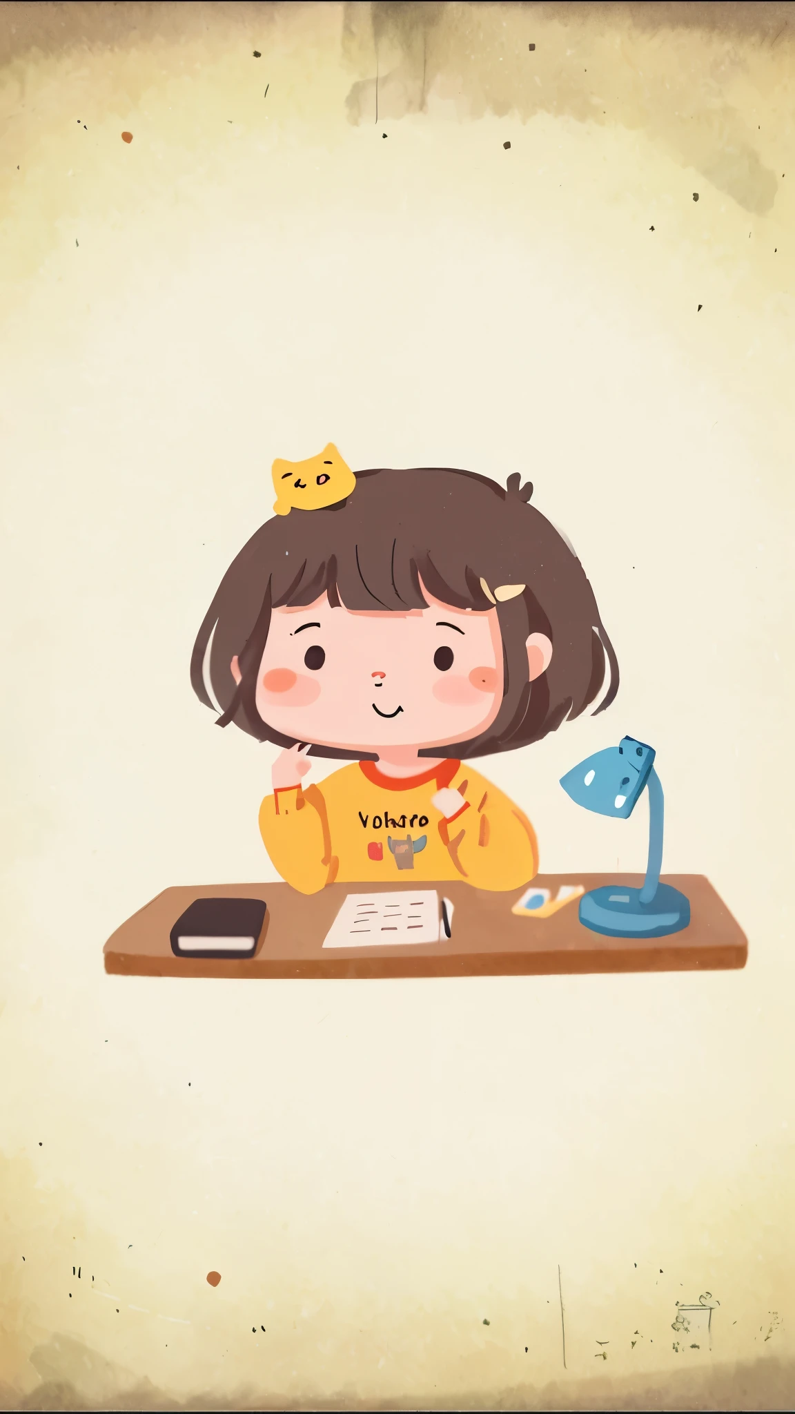 there is a girl sitting at a desk writing on a piece of paper, animation illustrative style, cute illustration, cute character, lofi girl, ruan cute vtuber, 2d illustration, 2 d illustration, daily life, cute cartoon, hand - drawn animation, 2d animation, 2 d animation, by Yang J, cute cartoon character, illustration!