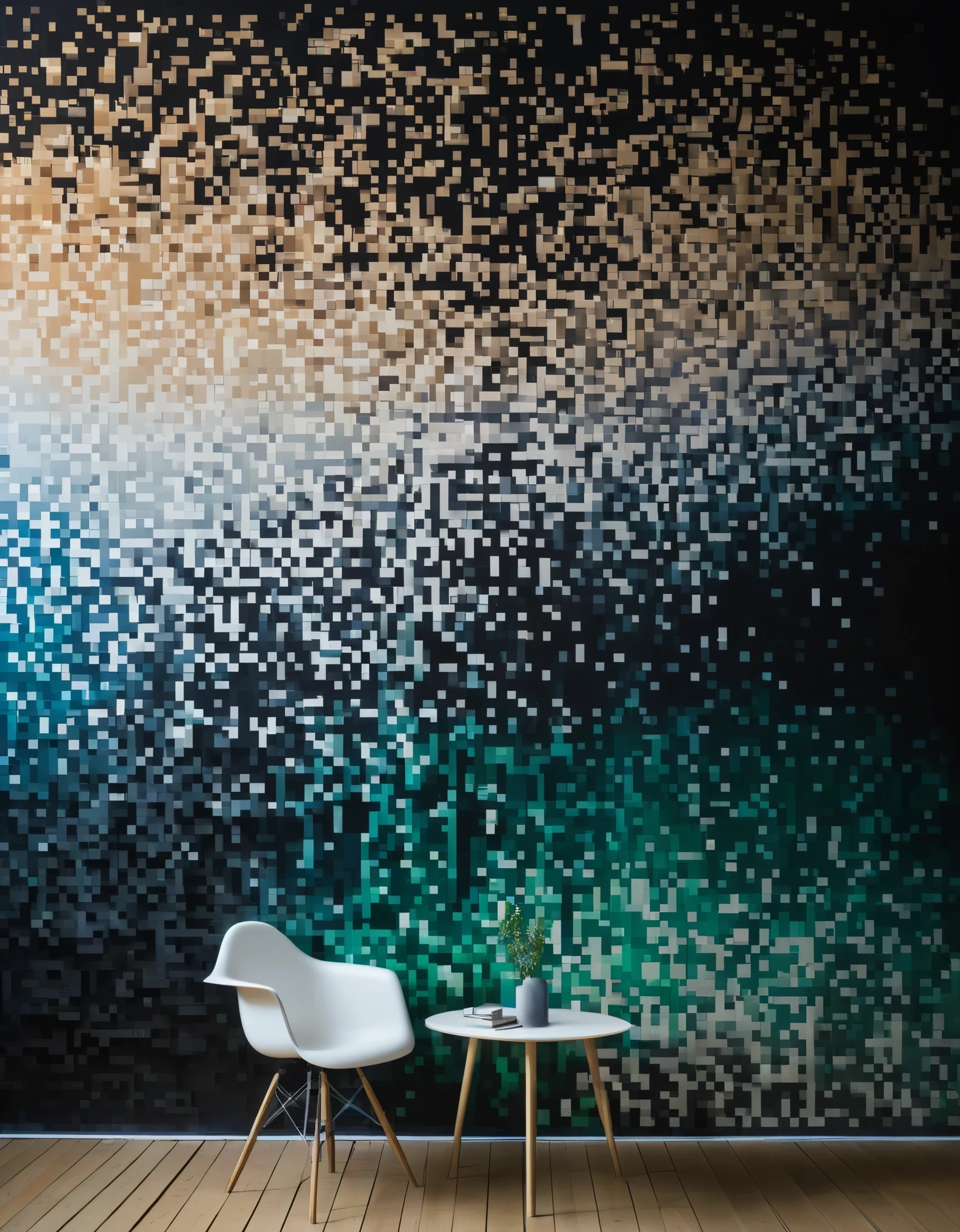 a 'wall of dissolved pixels' - a structure that starts out intact but gradually disintegrates into the air