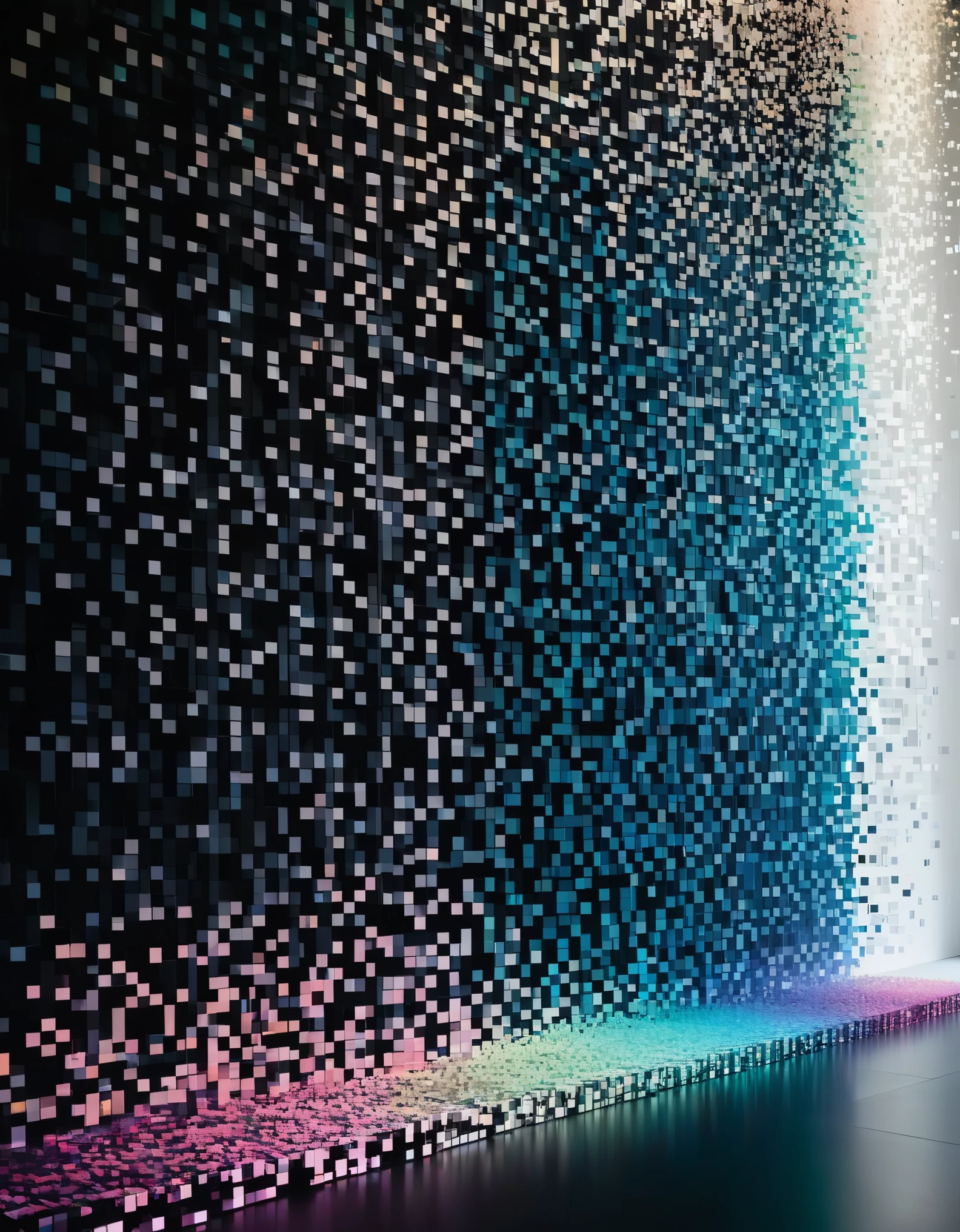 a 'wall of dissolved pixels' - a structure that starts out intact but gradually disintegrates into the air