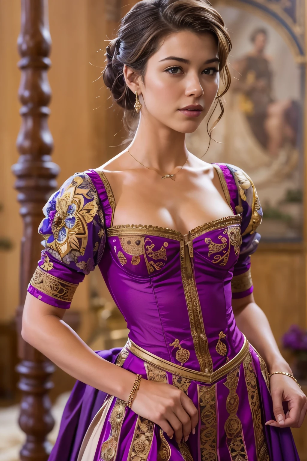 (masterpiece, best quality),((extremely intricate)), POV, Mary Elizabeth Winstead, young woman, 20yo, très beau visage, Delicate face, ponytail, beautiful face, posing, blushing, (ultra sexy lingerie), flat chest, perfect anatomy, stand up, in the bedroom of a castle, medieval, slim figure, soft skin, smiling:1.3, golden hour, full body shot
