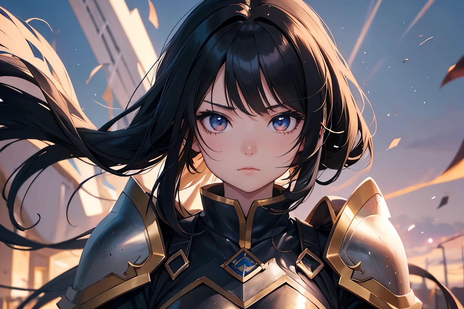 whole body　anime A female warrior with long black hair and wearing black armor. anime style 4K, young anime girl, anime style. 8k, anime lover, lofi girl, an anime girl, anime girl, (anime girl), cute anime girl, anime visual of a cute girl, portrait of an anime girl, anime! 4k, anime! 4K, anime ,from head to foot,