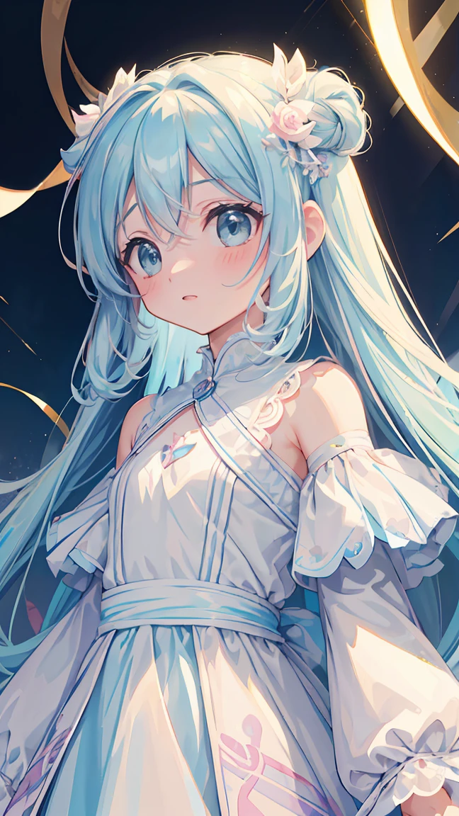 masterpiece, best quality, extremely detailed, (illustration, official art:1.1), 1 girl ,(((( light blue long hair)))), light blue hair, ,10 years old, long hair ((blush)) , cute face, big eyes, masterpiece, best quality,(((((a very delicate and beautiful girl))))),Amazing,beautiful detailed eyes,blunt bangs((((little delicate girl)))),tareme(true beautiful:1.2), sense of depth,dynamic angle,,,, affectionate smile, (true beautiful:1.2),,(tiny 1girl model:1.2),)(flat chest)), ((masterpiece, best quality, extremely detailed, absurdres)),,looking at viewer,((small breasts)),beautiful jpn-girl, (best quality:1.2)solo, Cinematic Light、【emblem:Irridescent color 】、magical,masterpiece, best quality, extremely detailed, anime , (1 girl), colorful, pastel color, blushing, absurdres, absolutely resolution, highres, texture, (masterpiece: 1.5), (best quality:1.5), magical,masterpiece, best quality, extremely detailed, anime , (1 girl), colorful, pastel color,, absurdres, absolutely resolution, highres, texture, (masterpiece: 1.5), (best quality:1.5), anime girl with blue hair and white dress standing on beach, anime style 4 k, anime style. 8k, cute anime waifu in a nice dress,  in dress, beautiful anime girl, anime art wallpaper 8 k, anime wallpaper 4k, anime wallpaper 4 k, beautiful anime, 4k anime wallpaper, smooth anime cg art, anime art wallpaper 4 k((masterpiece best quality:1.2)) ,