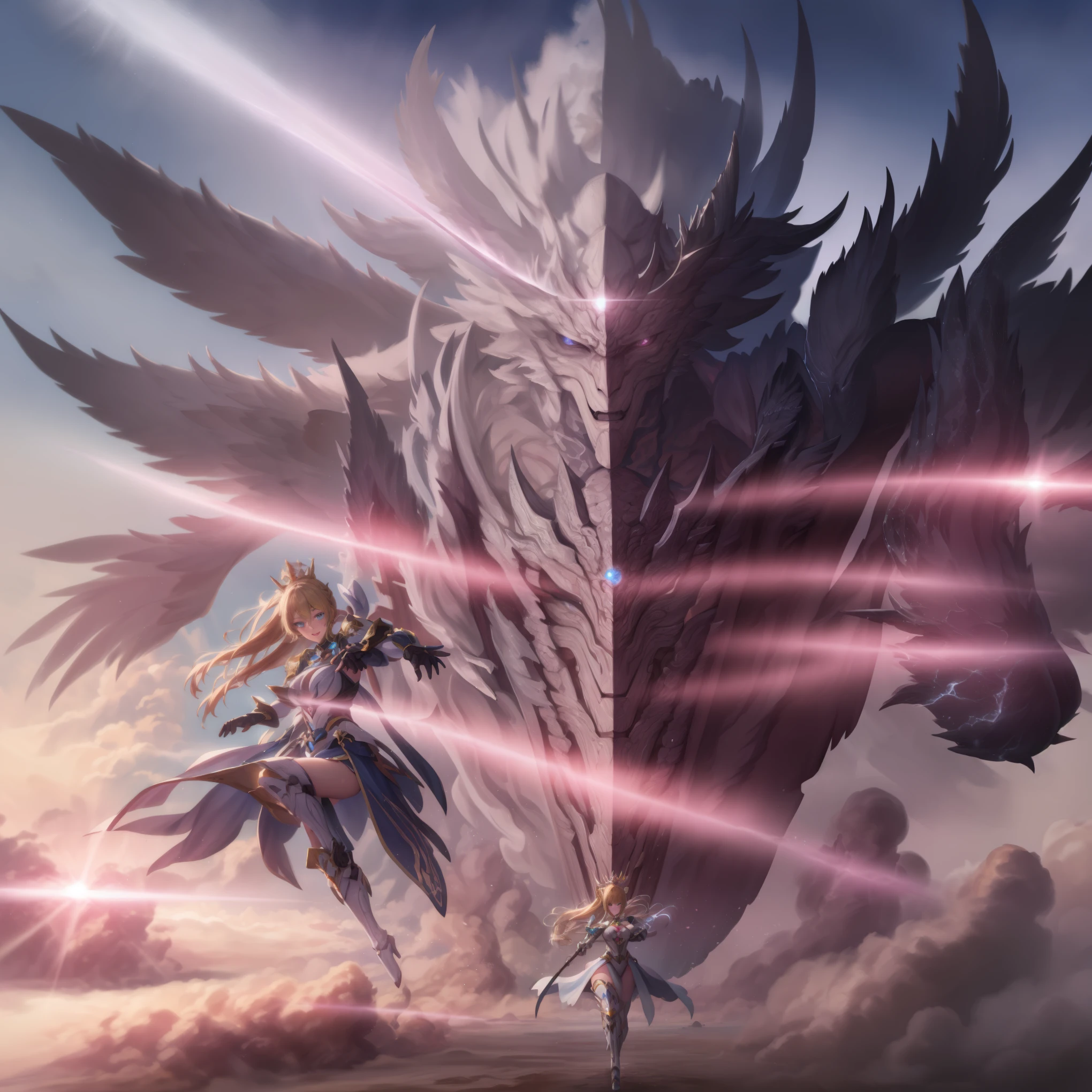 crown chakra RPG character, spiritually enlightened warrior, sacredなつながり, expensive認知度, vibrant aura, powerful energy, intricate armor, elaborate helmet, radiant crown, fantastic light, golden halo, peaceful look, gentle eyes, gentle smile, Seraphic Wings, Ancient symbols, mysterious cane, sacredな巻物, exquisite robe, Transcendent Existence, Celestial Guardian, mysterious power, embodiment of wisdom, Glowing energy, graceful movements, symbolic tattoo, shining rays, harmonious balance, Enigmatic aura, resonance frequency, beyond dimensions, strengthened spirit, spiritual enlightenment, magic sword, Astral projection, universal connection, Inner peace, Revealed divinity, transformed soul, supreme being, divine essence, Ancient prophecy, infinite possibilities, reveal the mystery, expensive_巨乳combat mecha,(blonde girl),(huge ponytail),shining blue eyes,blue light energy long sword,Milky Way,mechanical and sophisticated,((blonde beauty))public details,mecha wings,elegant,blue mecha,blue shining eyes,(stocking heels),land,mechanical and sophisticated,public detailecha wings,elegant,wood々,I have hands and feet,diagonal,diagonal,Hugeness,Wind,It's hazy,Mecha's eyes glow blue,blue mecha,blue shining eyes,Holding a sword of delicate light energy,sky sky,mechanical and sophisticated,public details,Huge mecha wings,elegant,wood々,I have hands and feet,diagonal,diagonal,Hugeness,Baiyun,It's hazy,Mecha's eyes glow blue,public details,Winds of the future,sacred,cavalier,combat mecha,shining blue eyes,blue delicate sniper rifle,sky sky,mechanical and sophisticated,public details,Huge mecha wings,elegant,wood々,I have hands and feet,diagonal,diagonal,Hugeness,Baiyun,It's hazy,Mecha's eyes glow blue,public details,Winds of the future,sacred,cavalier,My face looks clean,face wearing mask armor,master painting,best quality,official art,Highly detailed CG Unity 8K wallpaper,brighter light,(particles of light,(figure)(color)good looking,Impeccable,((graphic painting)),(heavier stroke)),(thick line),best image quality,master painting,filigree,long eyelashes,(((silhouette))),highly detailed background,tulip,banana leaf,lily,dew,date palm flower,Ryu,pale white off shoulder dore sotho sunlight,(people々close-up of),((super highest quality)), ((Very masterpiece)), ((super detail:1.4)), ((Surreal realistic 3D)), dragon warrior girl, Machine body, Dynamic action poses in battle scenes, Very complex and heavy fighter mechanical weapons, Off-shoulder fashion that combines intricate steampunk and gothic , intricate steampunk headgear, Very thin long mechanical boots above the knee, Fluttering lace flare mini skirt, Beautiful big breasts pointing upwards,somewhat long, Windになびく縦巻きの銀髪,Countless Shining Big Sess