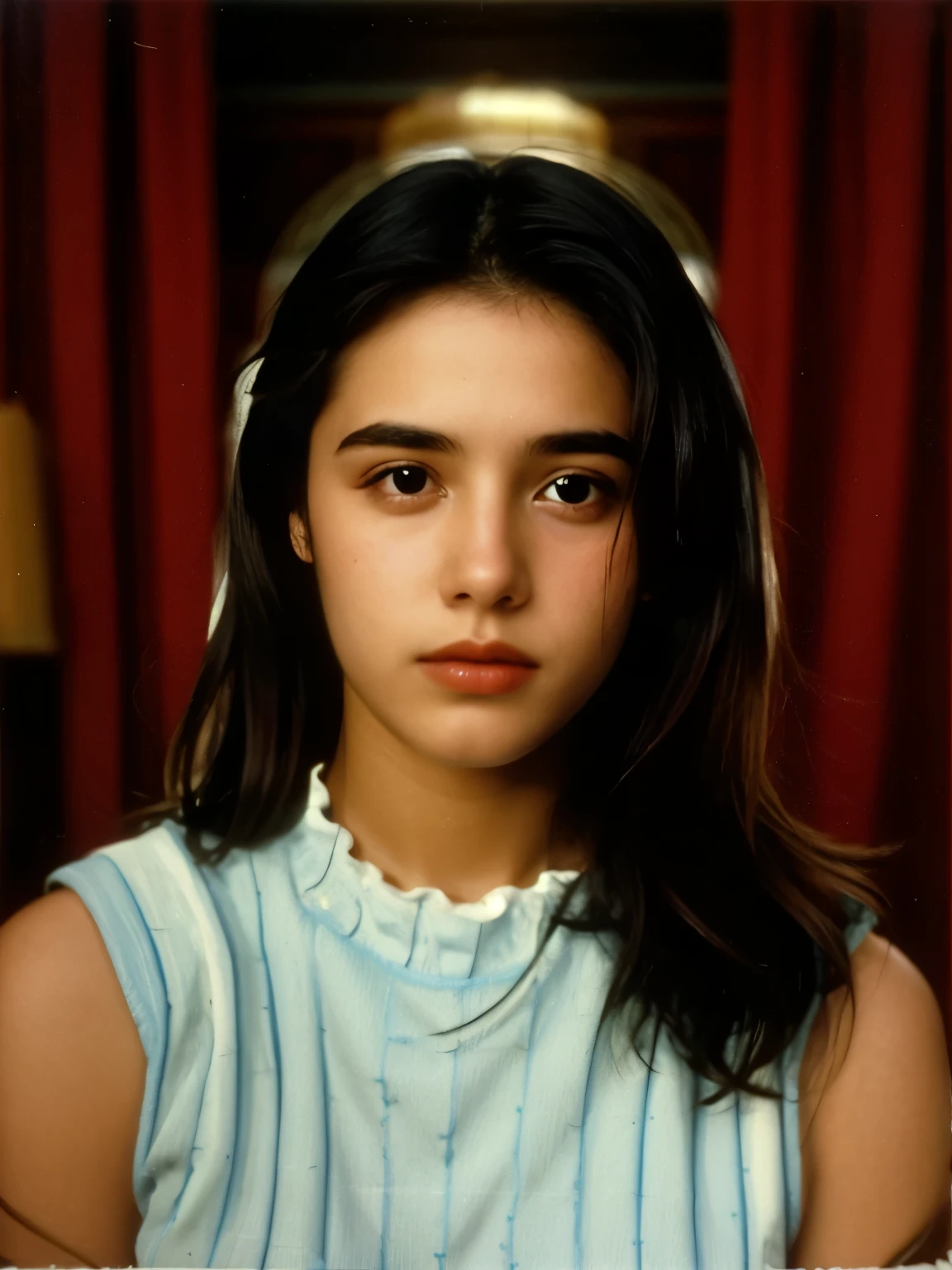 Foto de una mujer con cabello largo y cuello de tortuga., taken in the early 1990s, foto de mujer joven, mujer joven con cabello largo y oscuro, around 19 years, 1999, 1 9 9 9