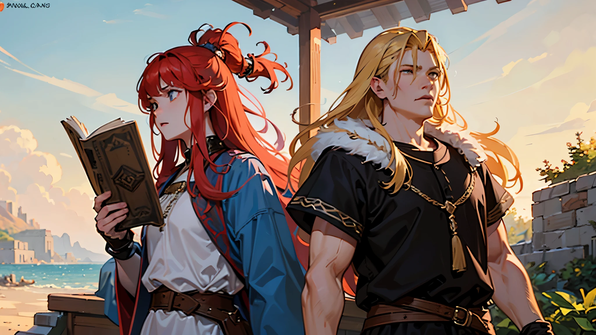 3others, 3man, Three Vikings, from game "The Lost Vikings", Fast small redhead male Viking, Strong thick blonde male Viking, Fat grayhead male Viking