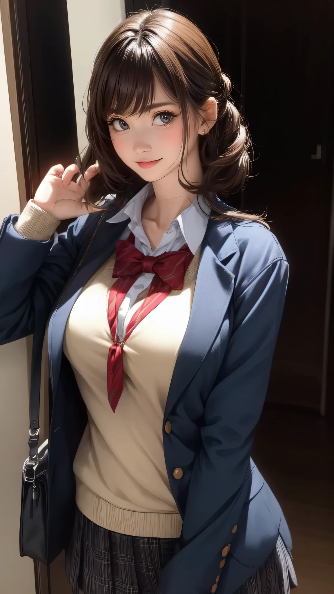 school uniform,(random place),(random sexy pose:1.2),(random hairstyle),(big breasts:1.5),(movie scene,best image quality,(8K), Super realistic, 最high quality, high quality, High resolution, high qualityな質感, high detail, beautiful, Detailed, Highly detailed CG, Detailedテクスチャー, realistic facial expression, masterpiece, before, dynamic, bold)