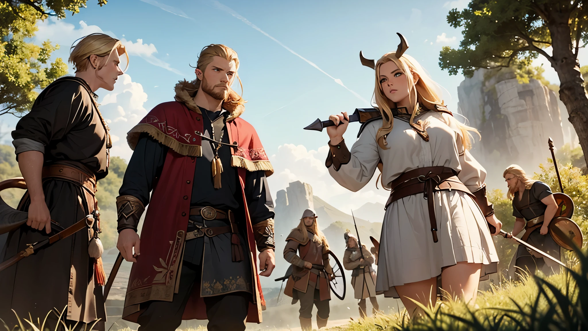 3others, 3man, Three Vikings, from game "The Lost Vikings", Fast small redhead male Viking, Strong thick blonde male Viking, Fat grayhead male Viking