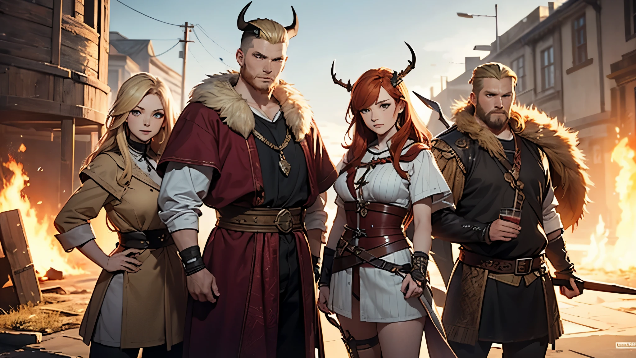 3others, 3man, Three Vikings, from game "The Lost Vikings", Fast Viking, Strong Viking, Fat Viking, redhead Viking, blonde Viking, grayhead viking